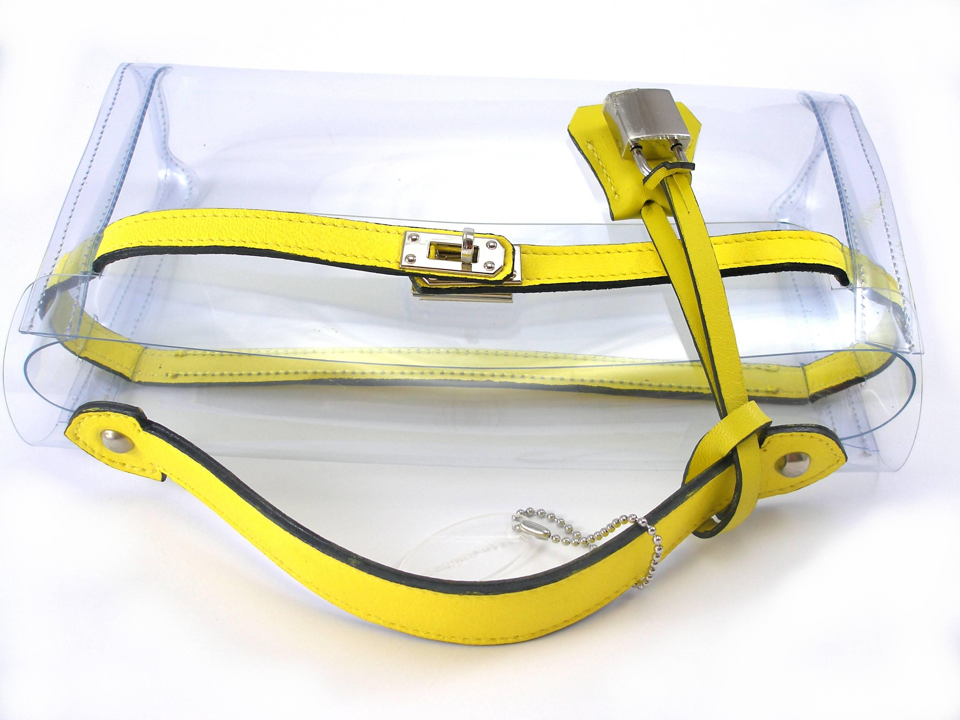 ORIGINAL Mon Autre Sac ® Clutch Crystal Pvc and Yellow leather / Brand New  2