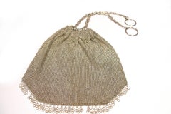ABSOLUTY COLLECTIBLE Antique 1900 Silver Evening Bag Made In France