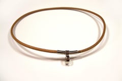 HERMES Logos Kelly Choker  Necklace Leather and Palladium / BRAND NEW