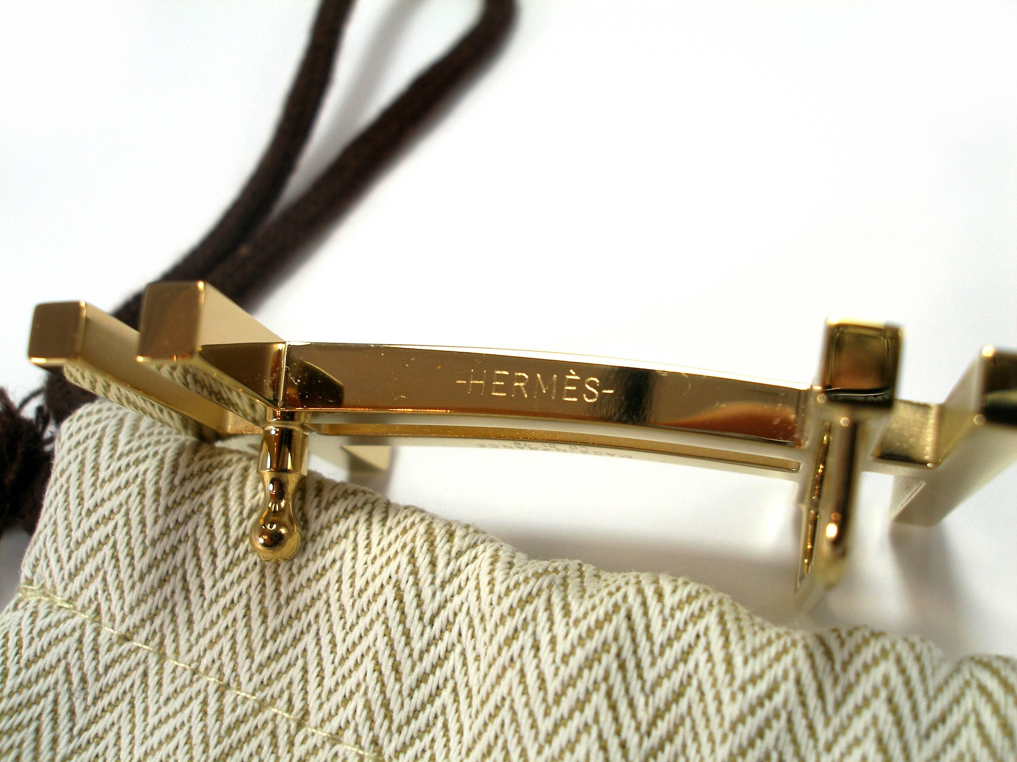 Brown RARE HERMES H AU CARRE Belt Buckle / Good Condition