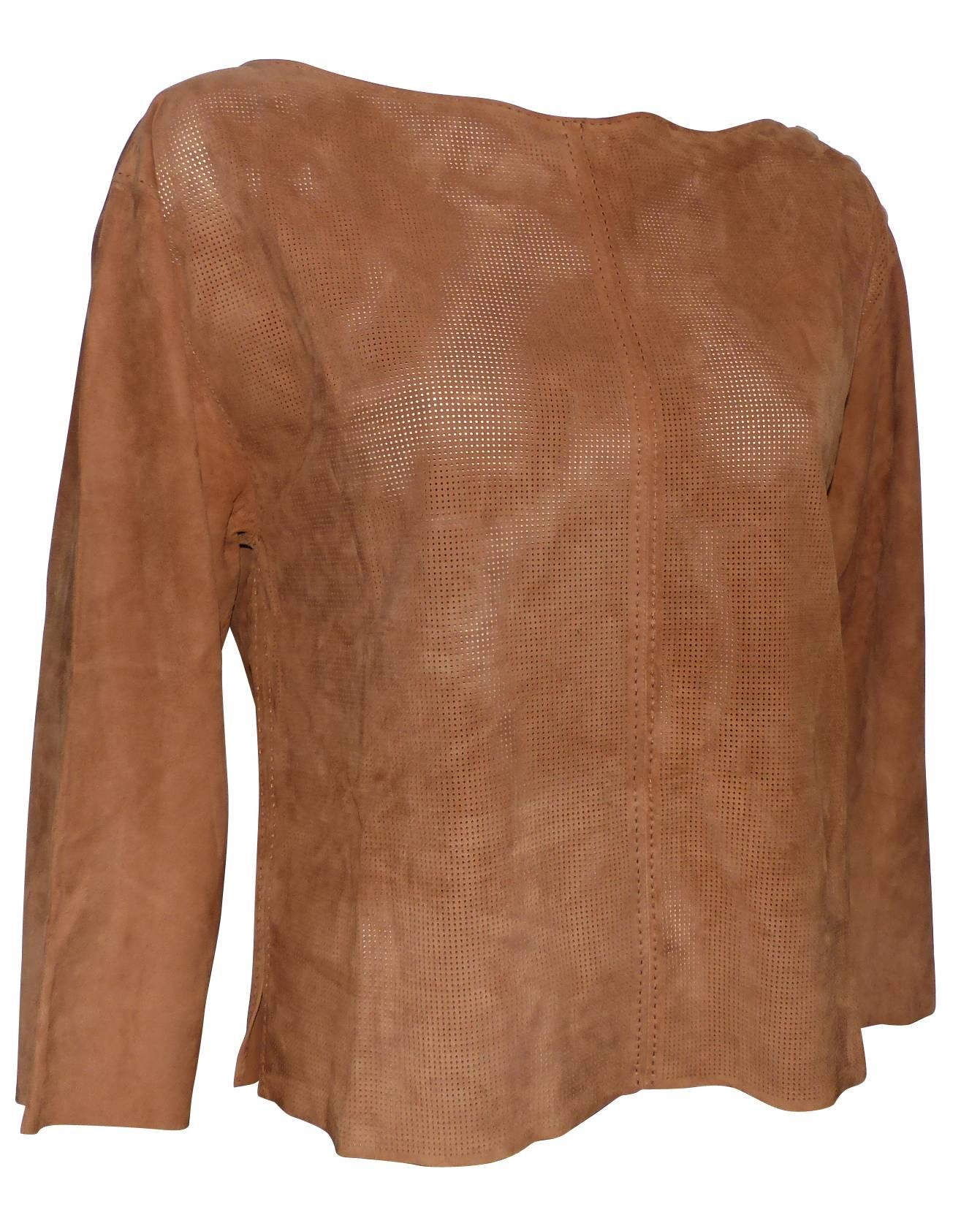 Women's Gorgeous Hermès Tunique Perforated Brown Suede / EXCELLENTE CONDITION 