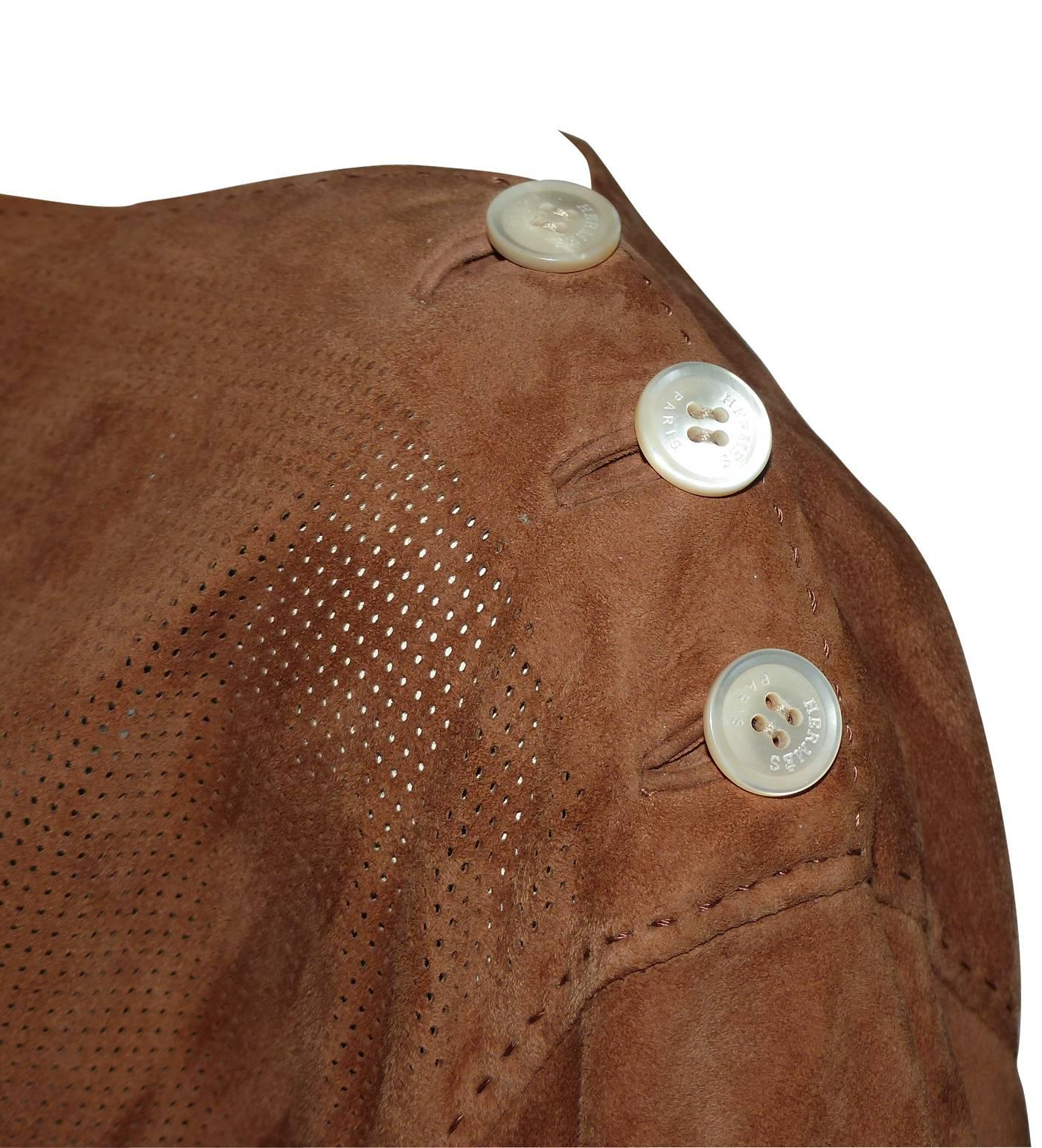 Gorgeous Hermès Tunique Perforated Brown Suede / EXCELLENTE CONDITION  2
