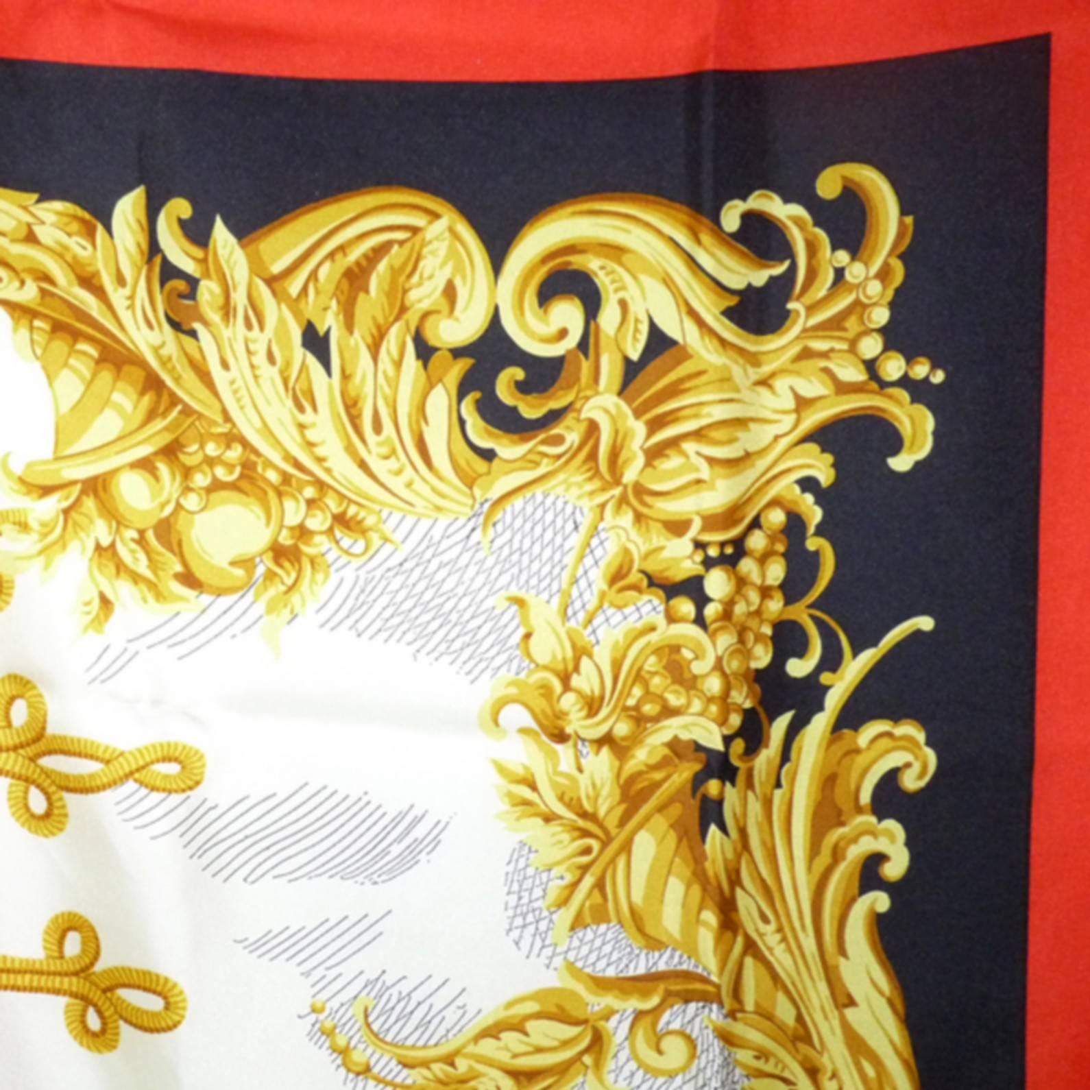Red RARE Dior Vintage Géant 138 cm Twill Silk Scarf / Excellente Condition 