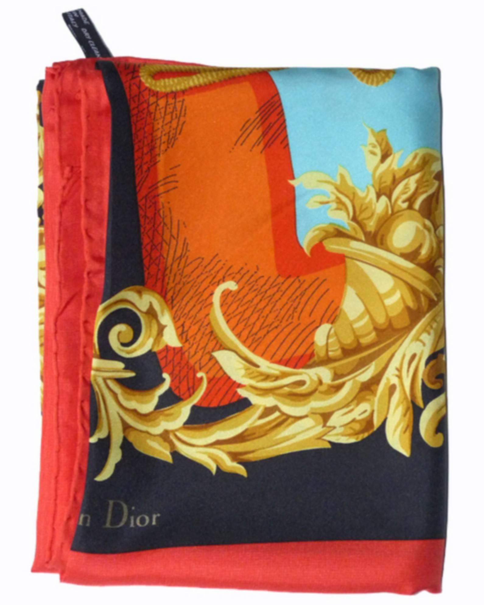 RARE Dior Vintage Géant 138 cm Twill Silk Scarf / Excellente Condition  1