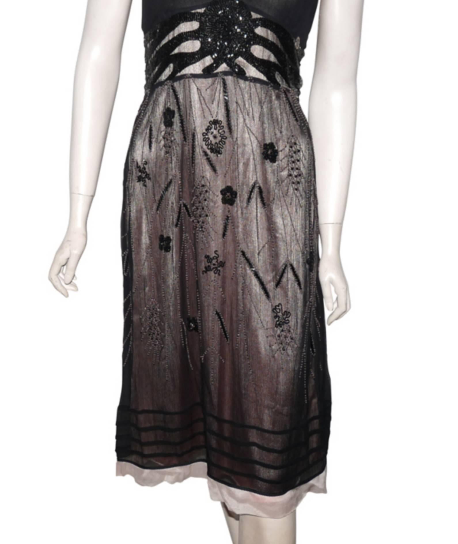 Black MA-GNI-FIC John Galliano Silk Pearls Dress  / Excellente Condition