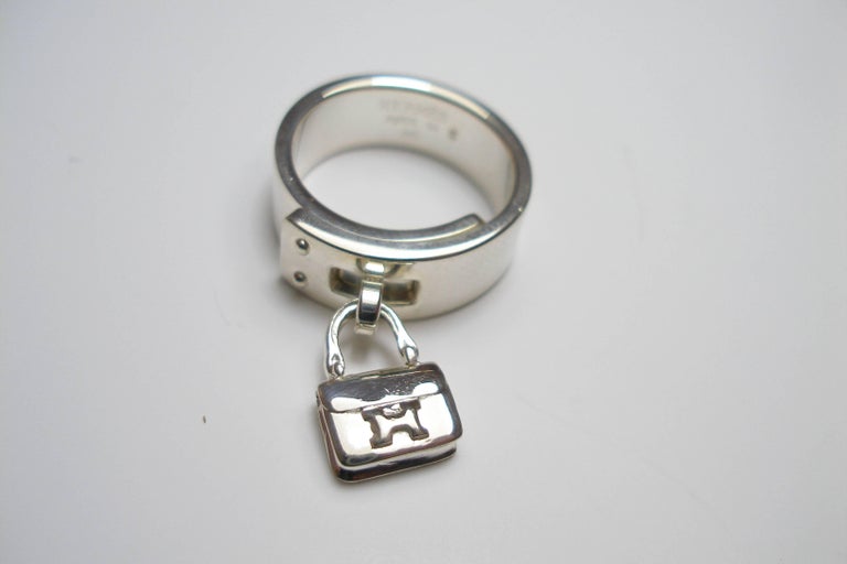 Rare and Vintage Hermes Amulette Constance Bag Silver 925 Ring at