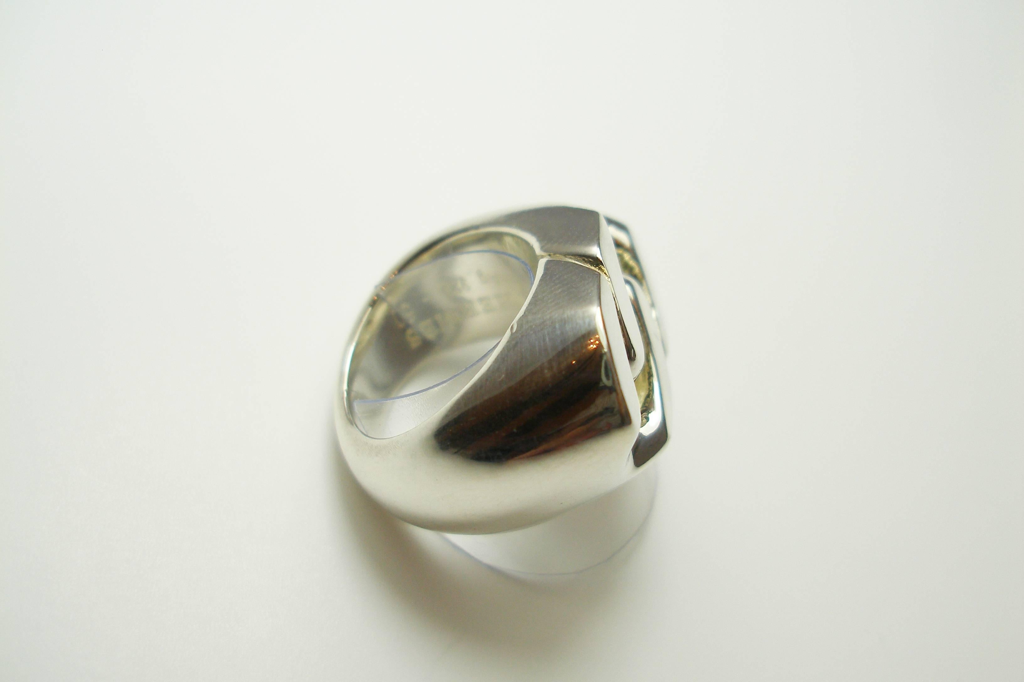 Vintage Hermès Gourmette 925 silver Ring  In Good Condition In VERGT, FR