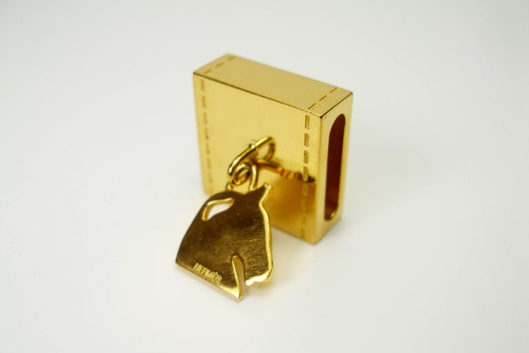 So Cute Hermès Ring Twilly Horse Charm Gold Plated / Good Condition at