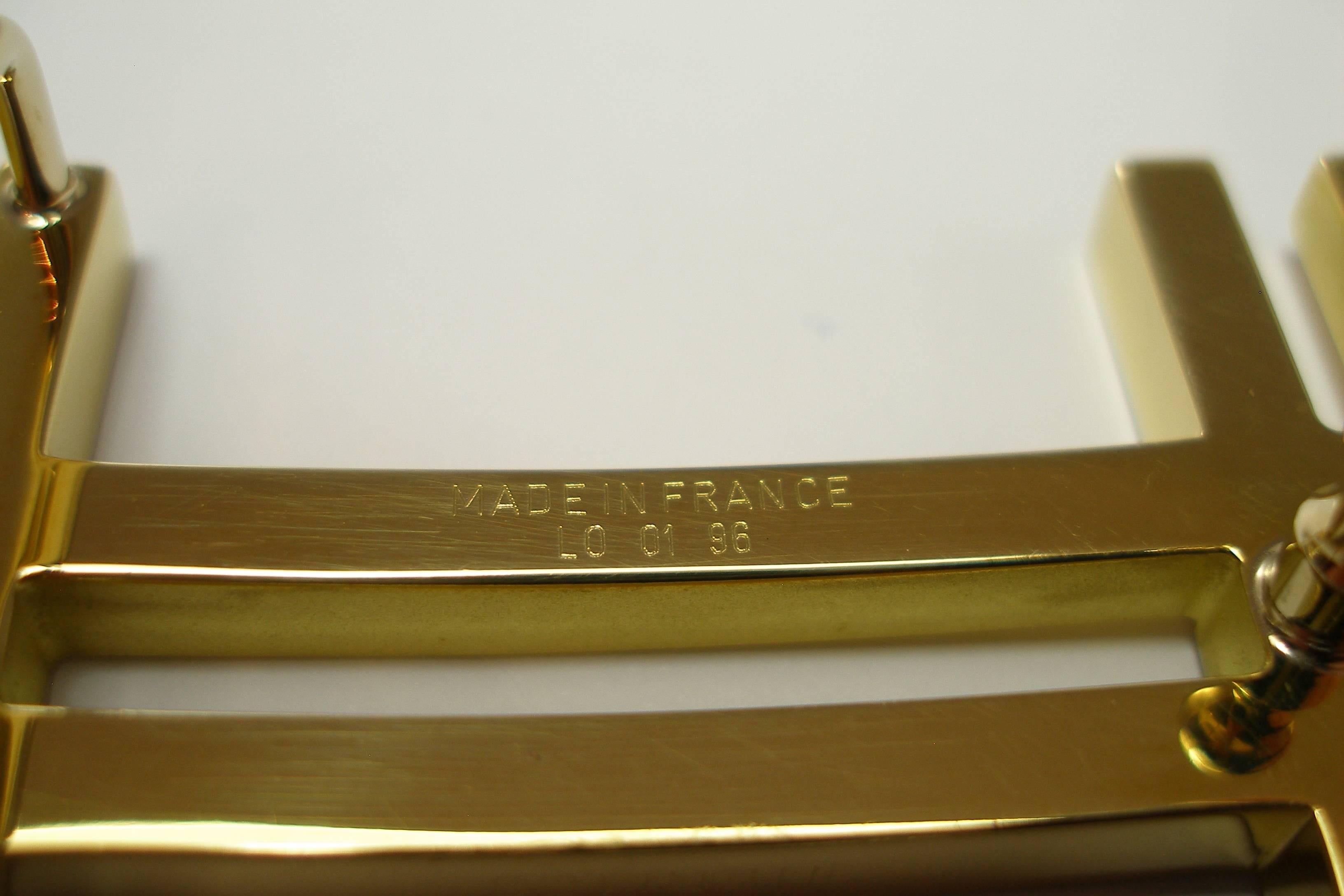 RARE HERMES H AU CARRE Belt Buckle Gold plated / Excellente Condition 1