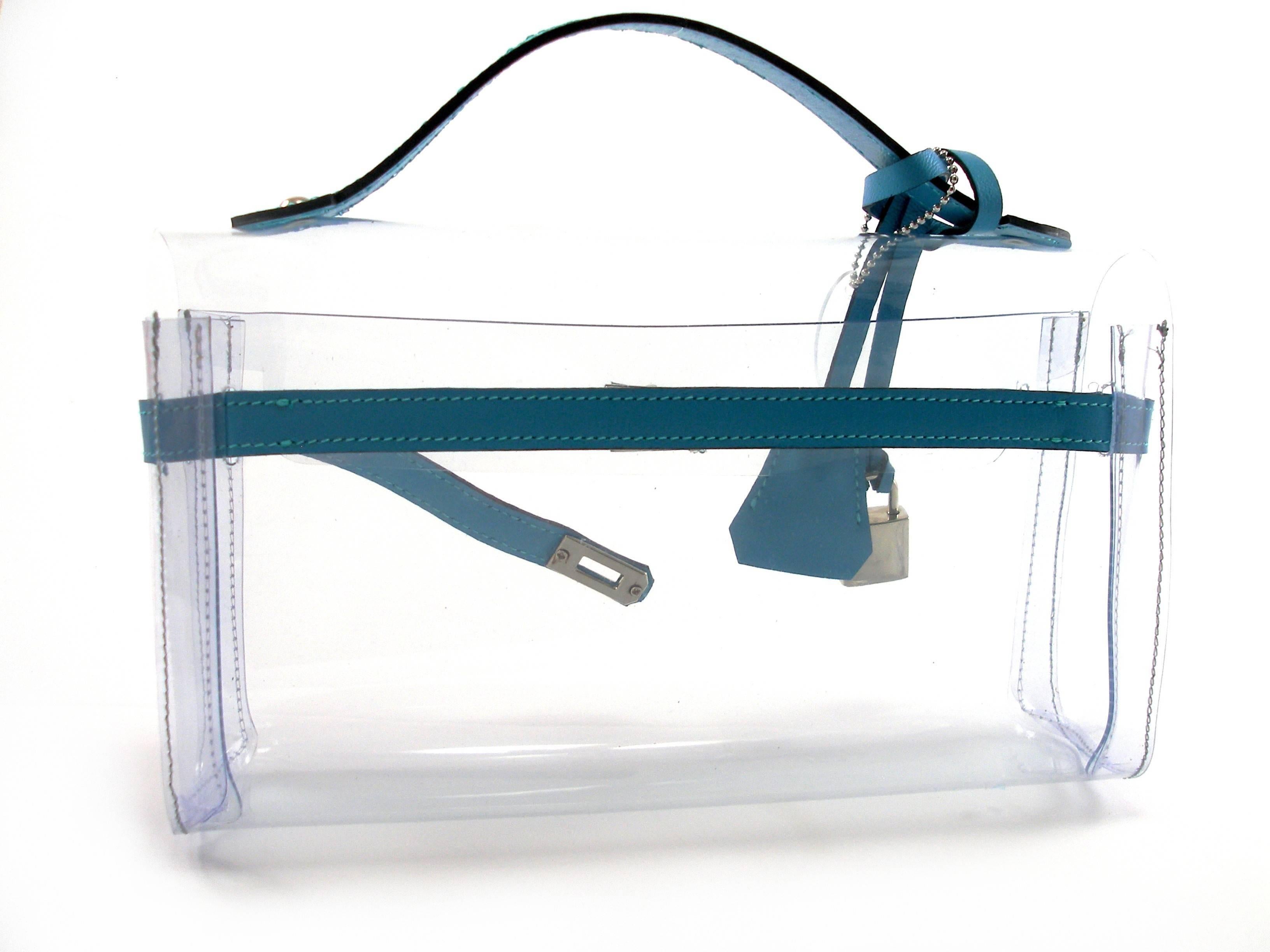 ORIGINAL Mon Autre Sac ® Clutch Crystal Pvc and Bleu leather / Brand New  In New Condition In VERGT, FR