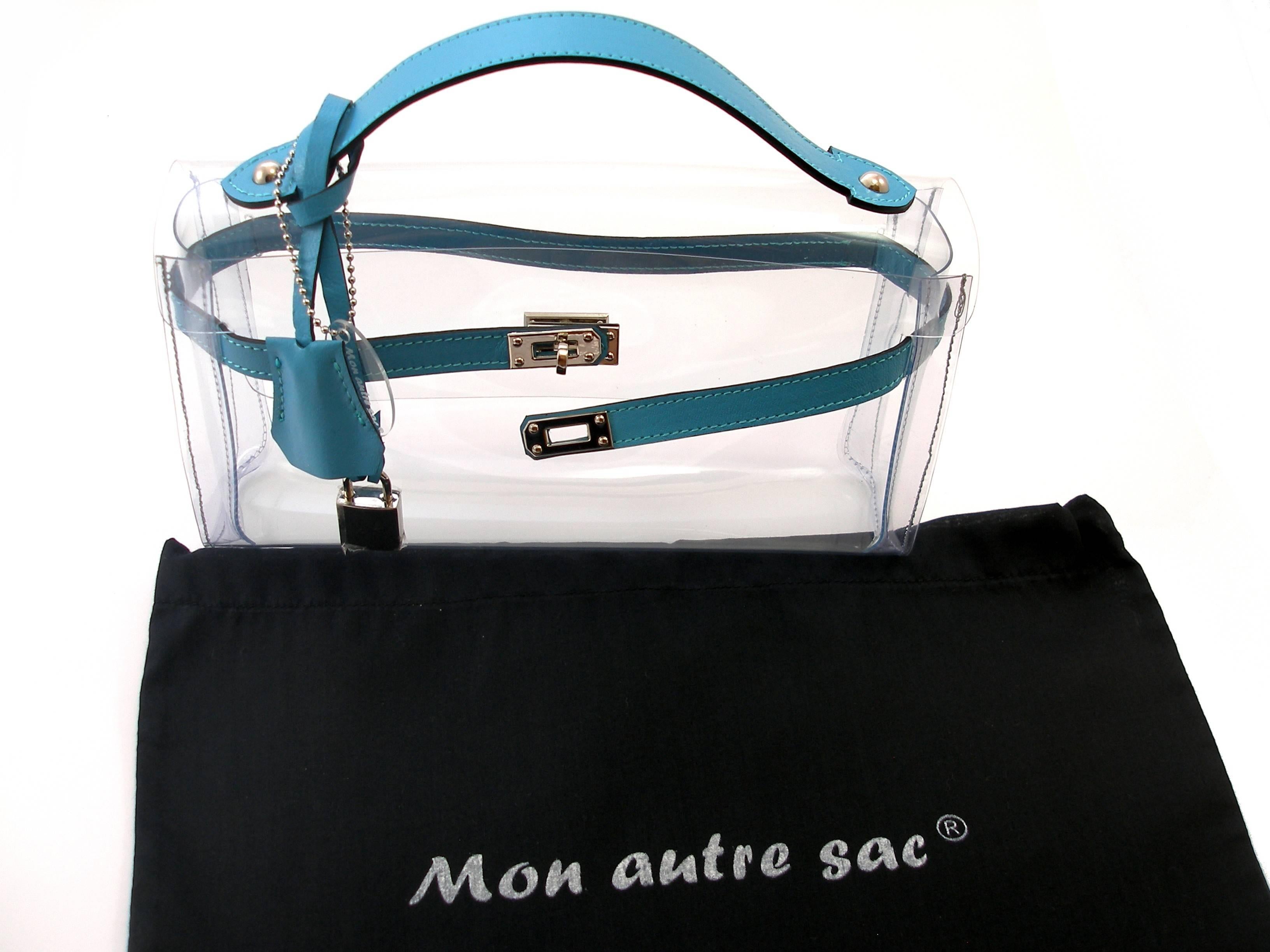 ORIGINAL Mon Autre Sac ® Clutch Crystal Pvc and Bleu leather / Brand New  2