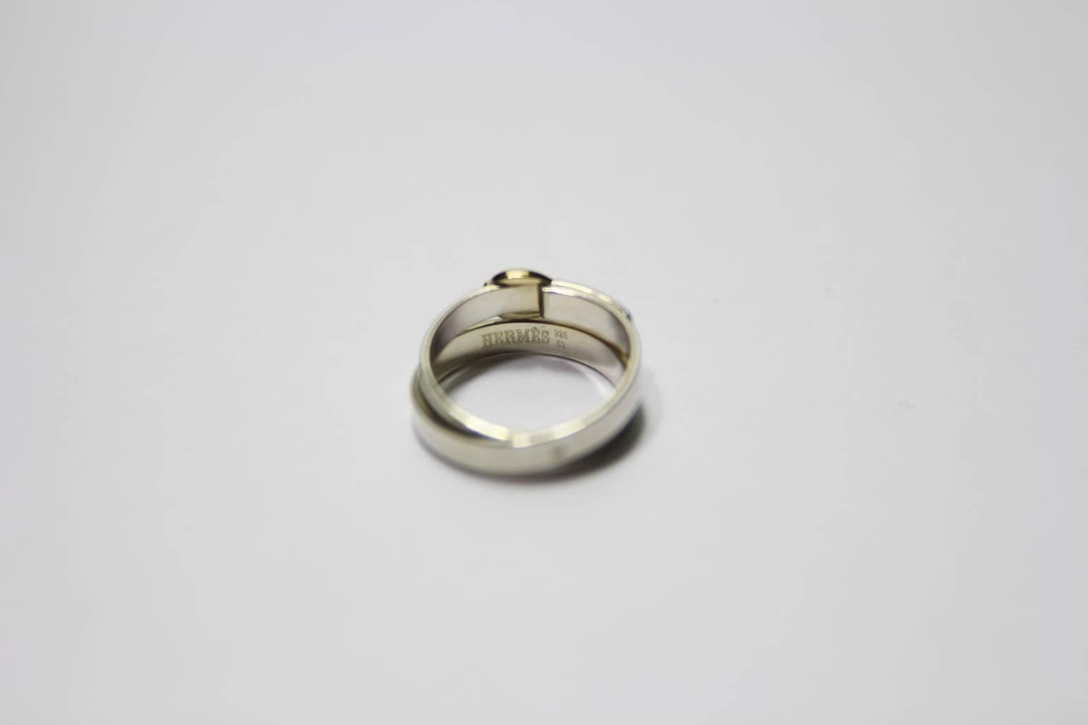 Hermès Vintage Ring Débridée Silver and gold 18k Size inside 13 USA  1