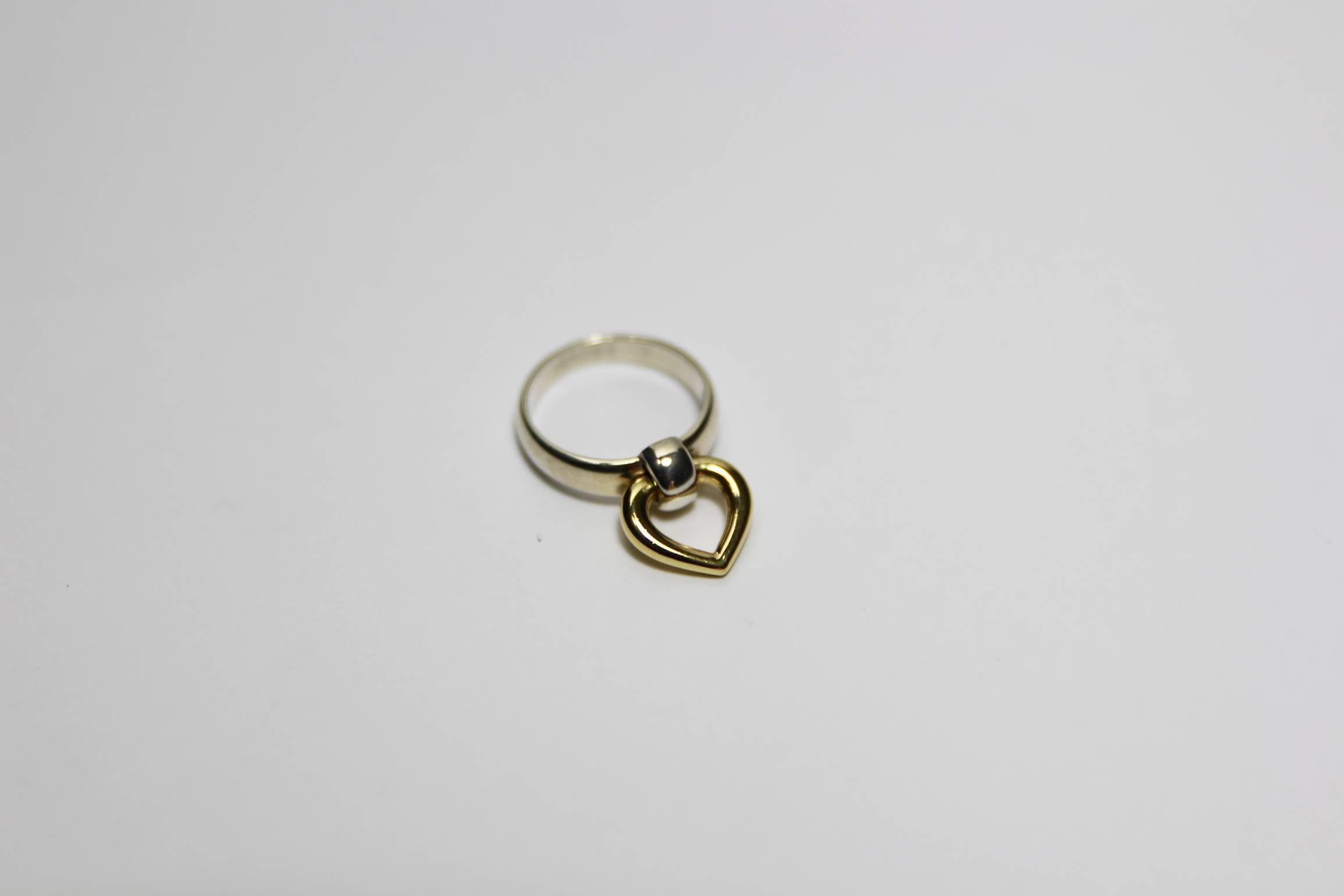 Women's SO CUTE Hermès Vintage Ring Silver and Gold 18k Love Size 8 USA / Good Condition