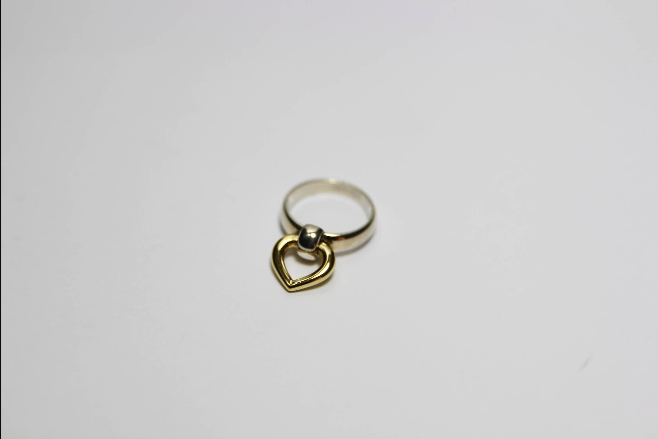 SO CUTE Hermès Vintage Ring Silver and Gold 18k Love Size 8 USA / Good Condition 2
