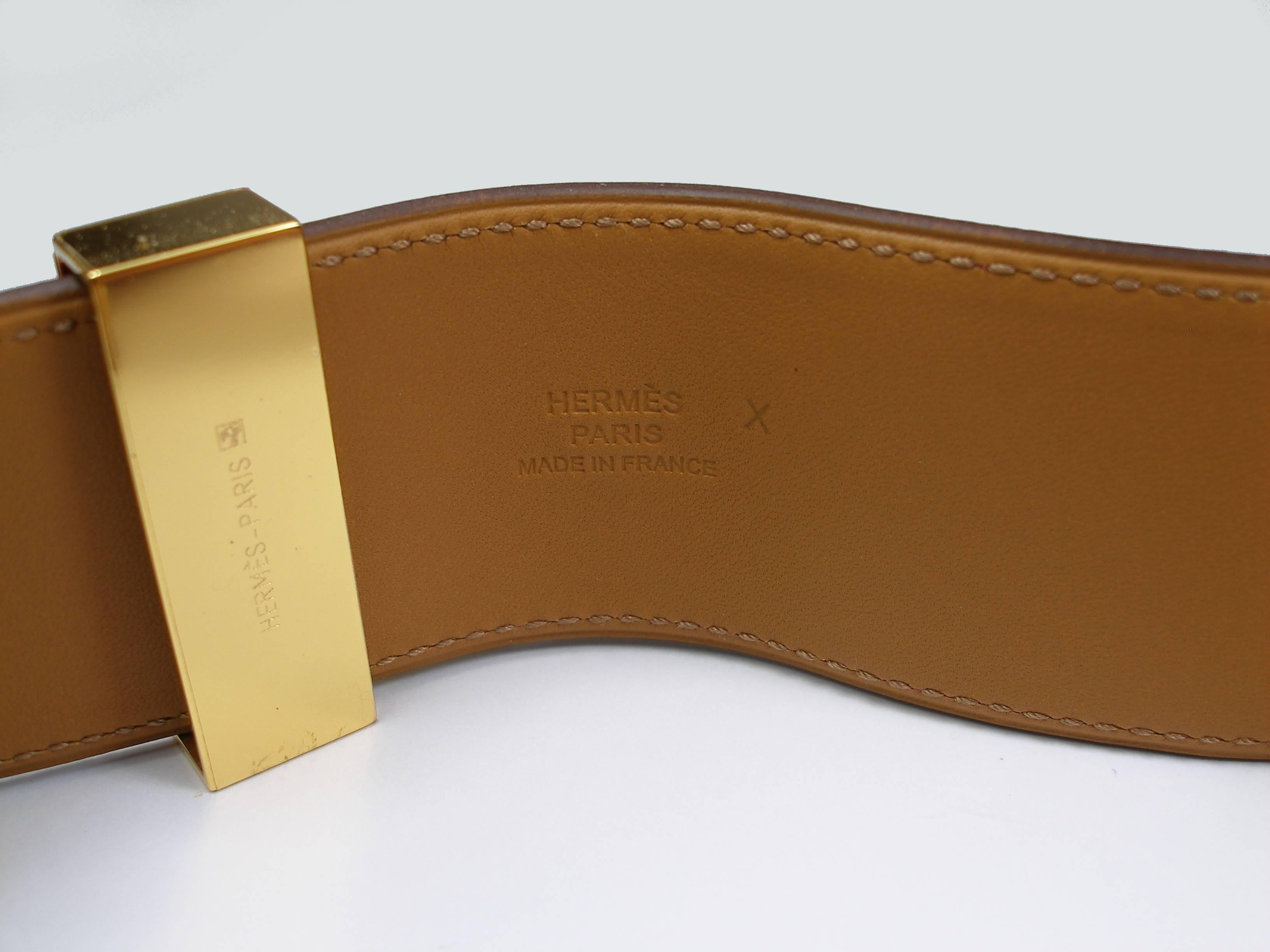 Hermès Collier de Chien Bracelet Epsom Leather Rouge Casaque / BRAND NEW  5