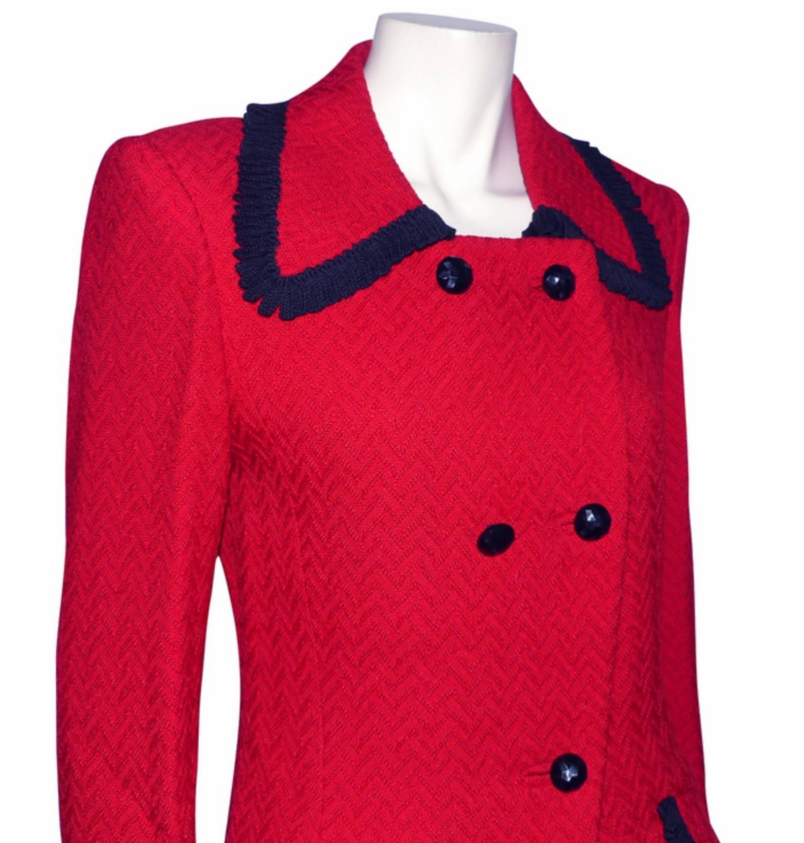 Rare and Vintage Nina Ricci Haute Couture Wool Jacket Bi Colore In Good Condition In VERGT, FR