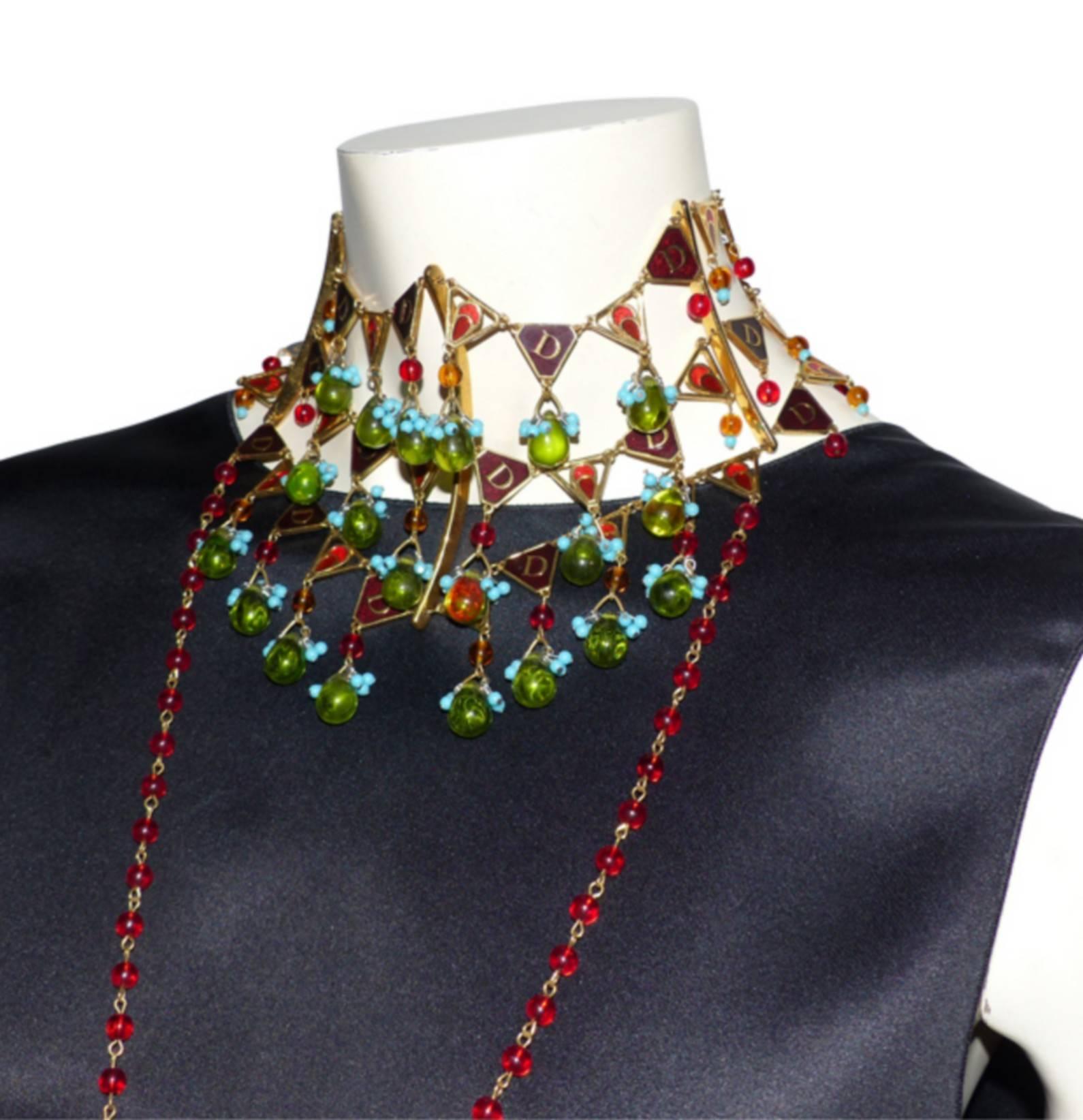 Art Deco Rare Dior Long Necklace Pate de verre / Difficulte to find 