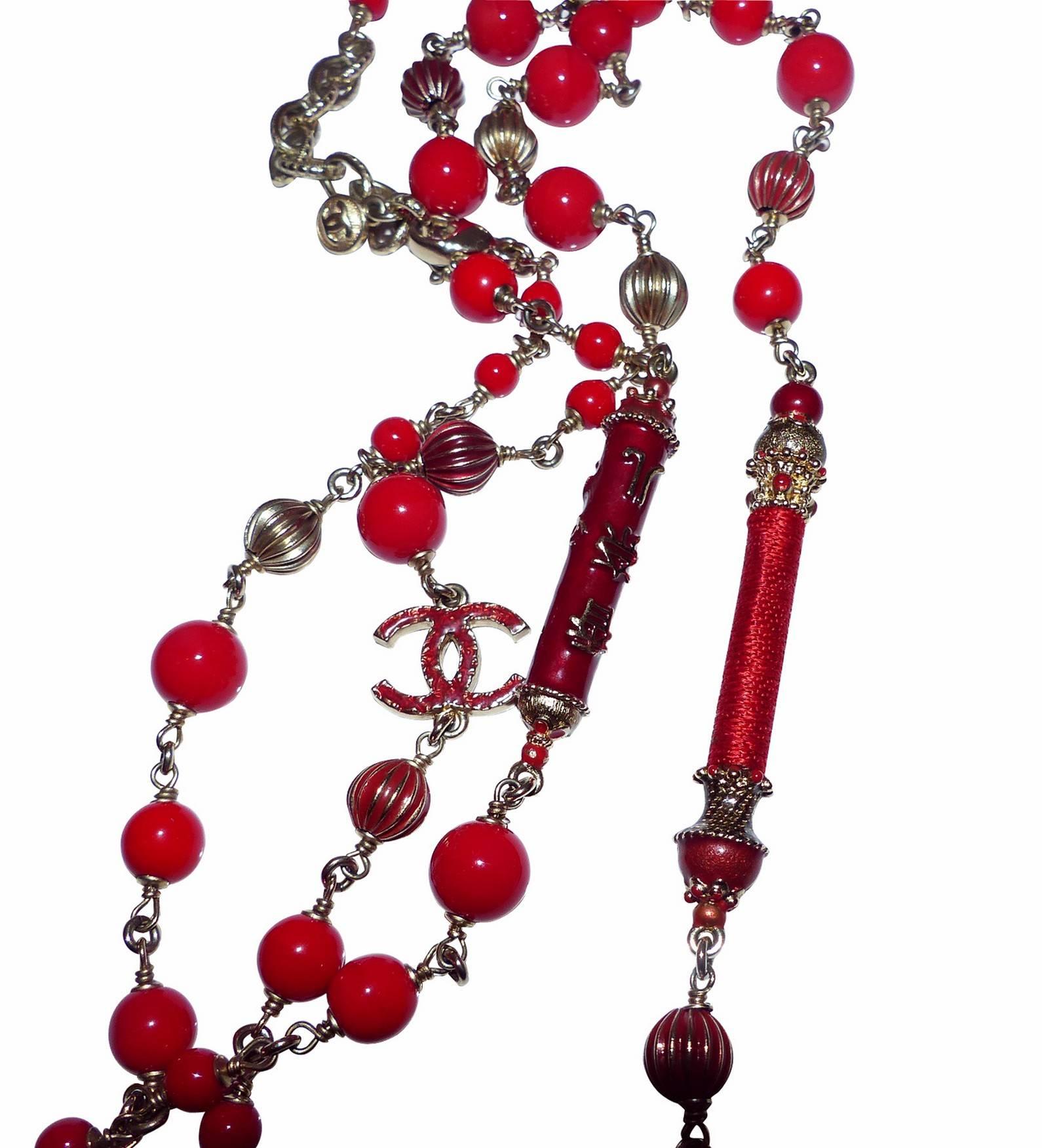 Women's Limited Edition Long Necklace Chanel Logo CC Collection PARIS SHANGHAI