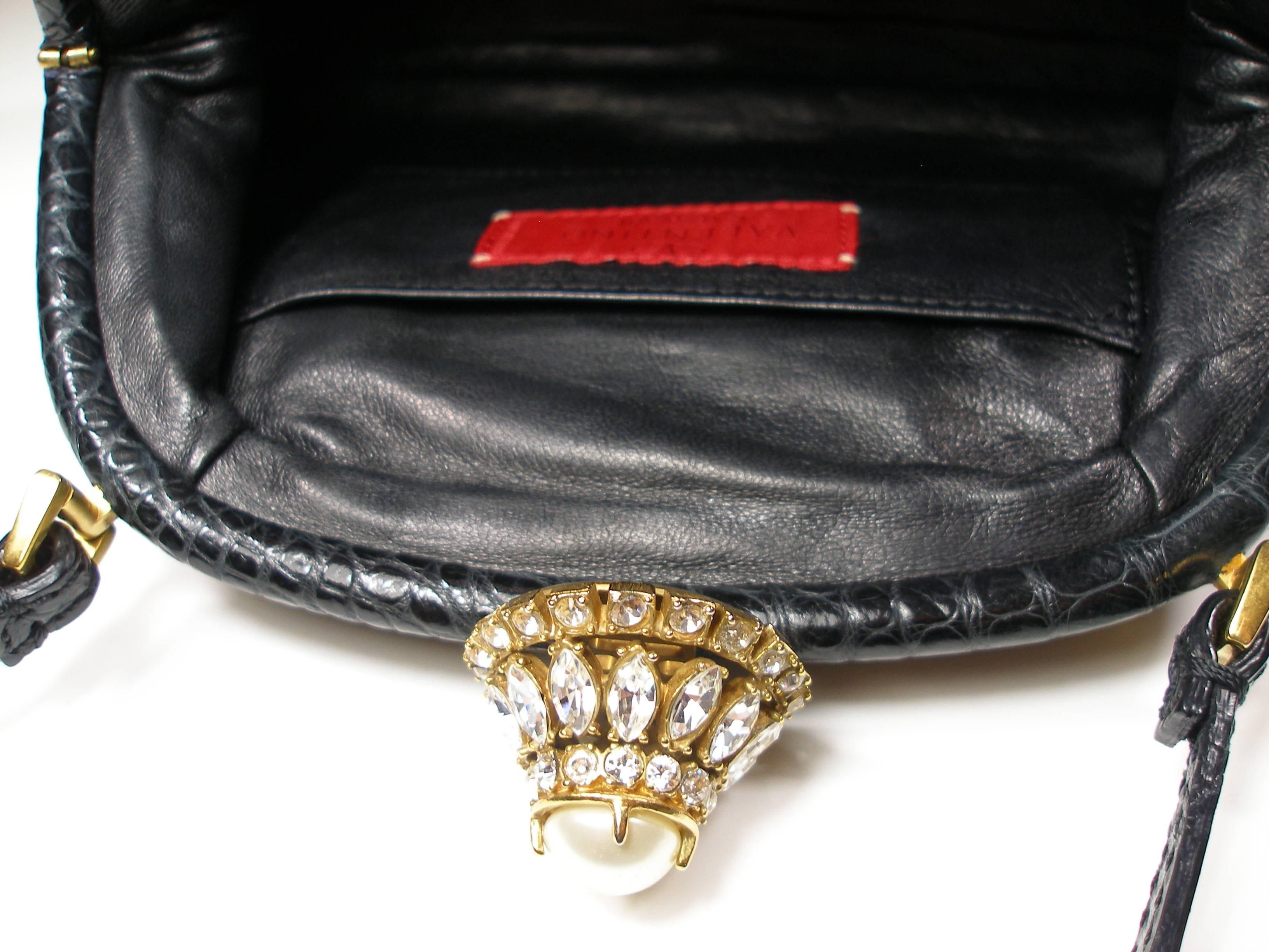 Women's Rare Alligator and Swarovski Crystals Valentino Garavani Small Evening Handbag 