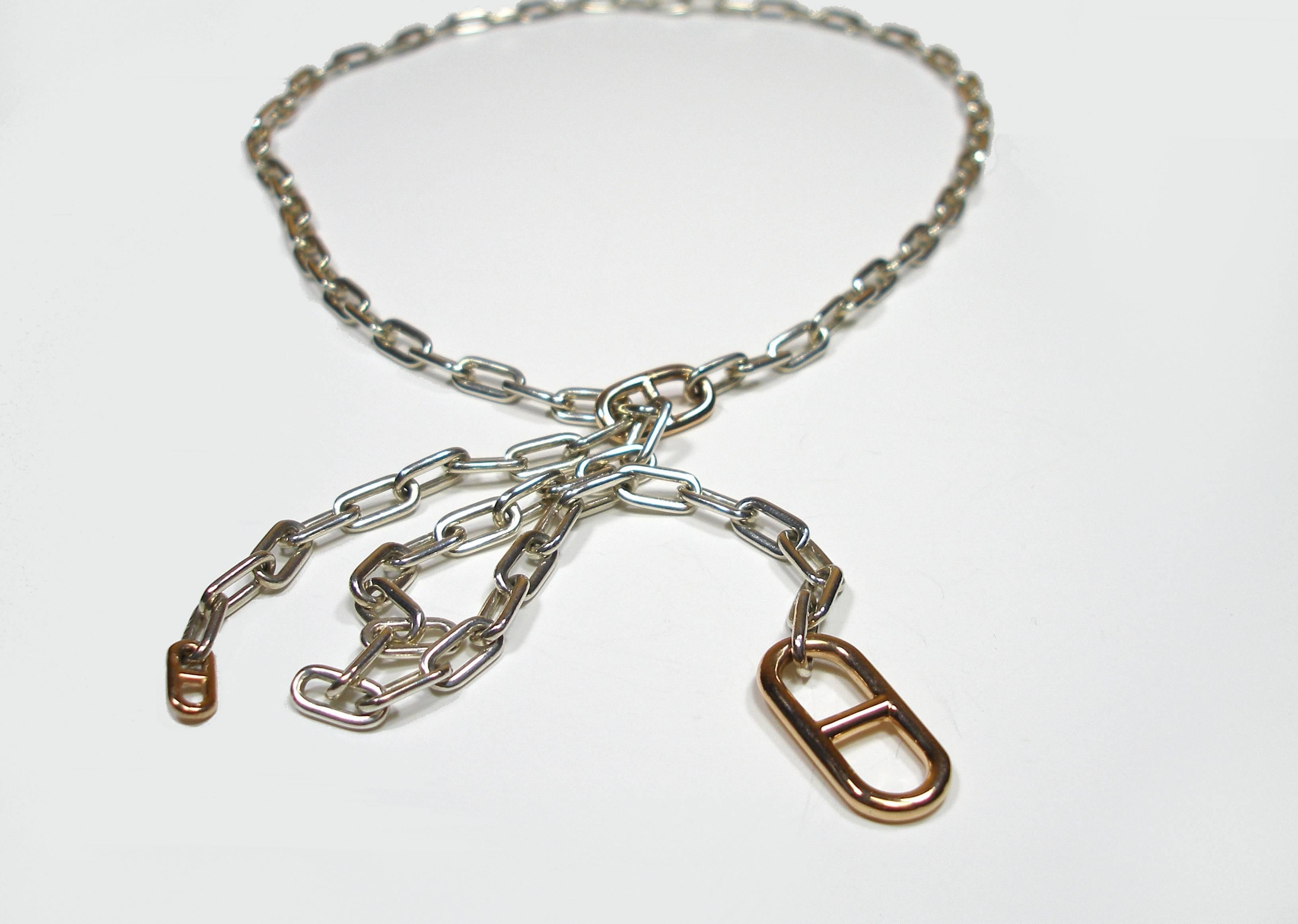 RARE Hermès Long Necklace Féria Silver and Gold 18k / Good Condition  2