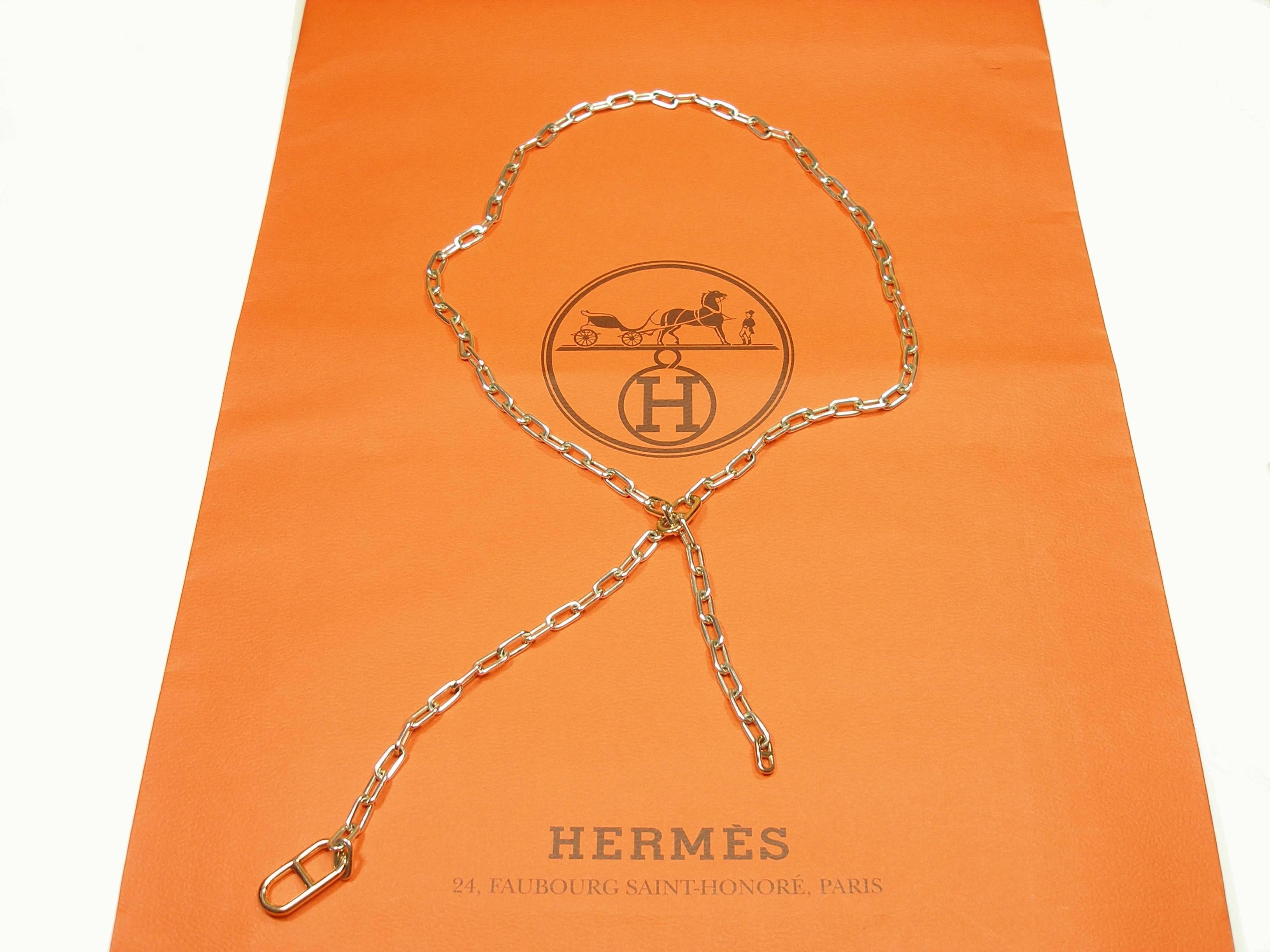 RARE Hermès Long Necklace Féria Silver and Gold 18k / Good Condition  3