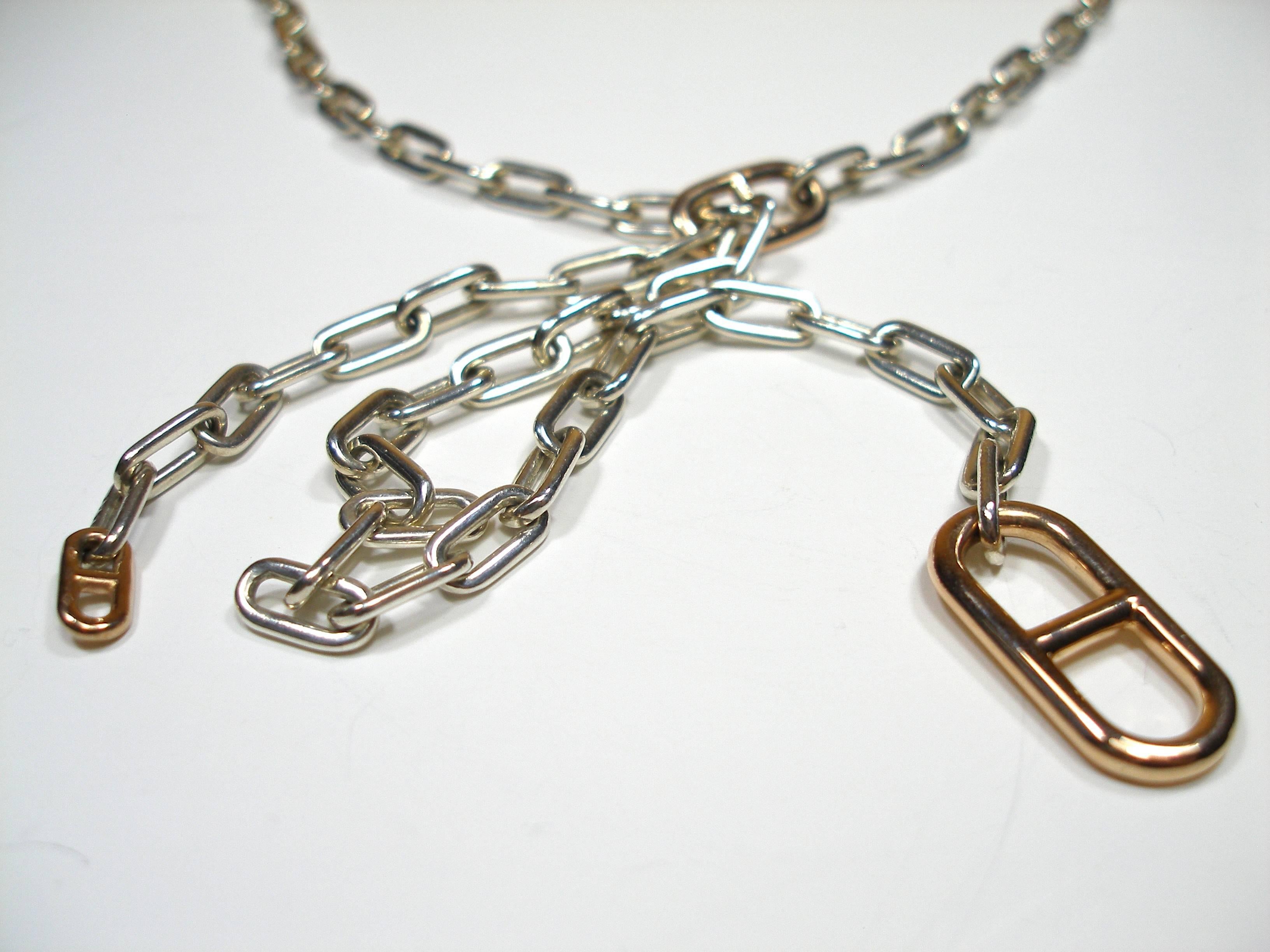 RARE Hermès Long Necklace Féria Silver and Gold 18k / Good Condition  1