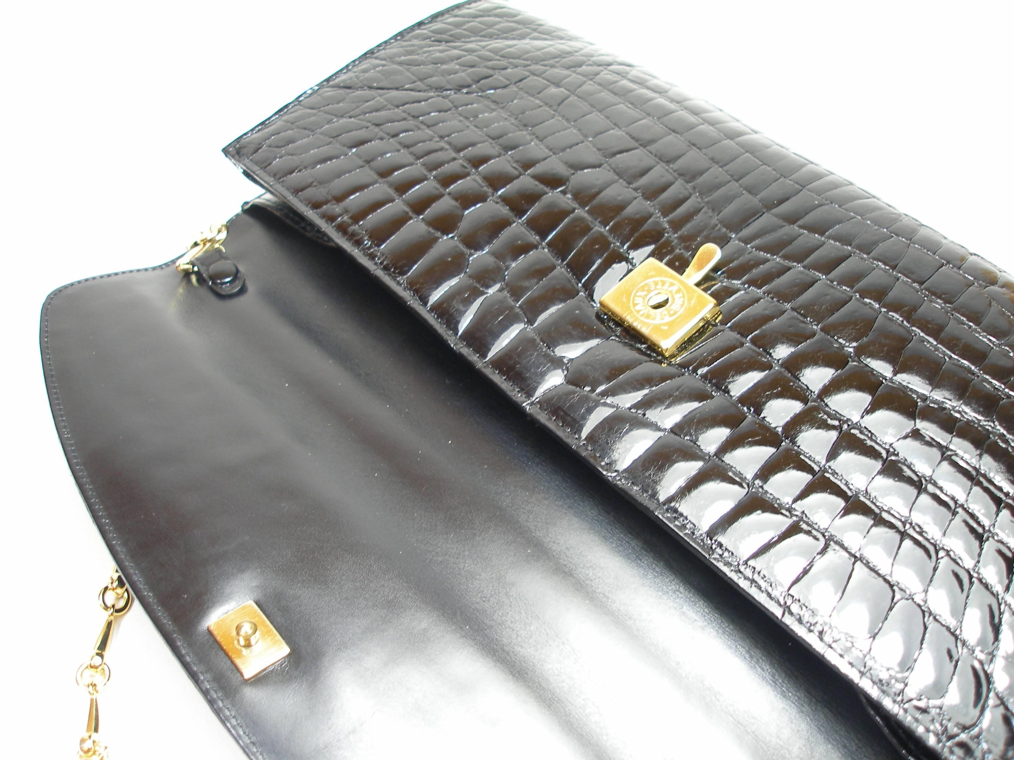 Rare and Vintage Delvaux Black Crocodile Clutch or Evening Bag / Good Condition 2