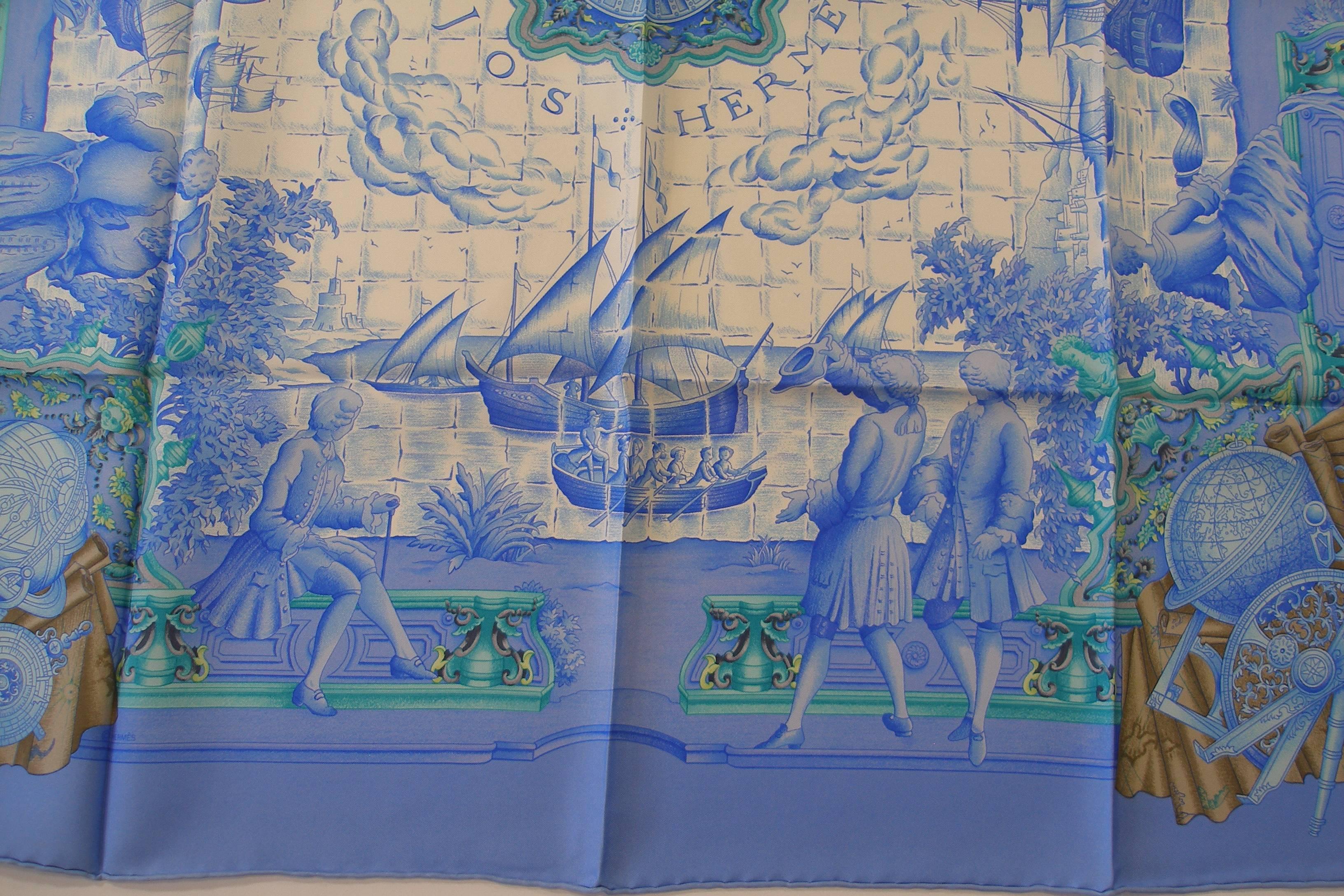 Hermès Azulejos silk twill scarf 90 X 90 cm / Rare and Brand New  In New Condition In VERGT, FR