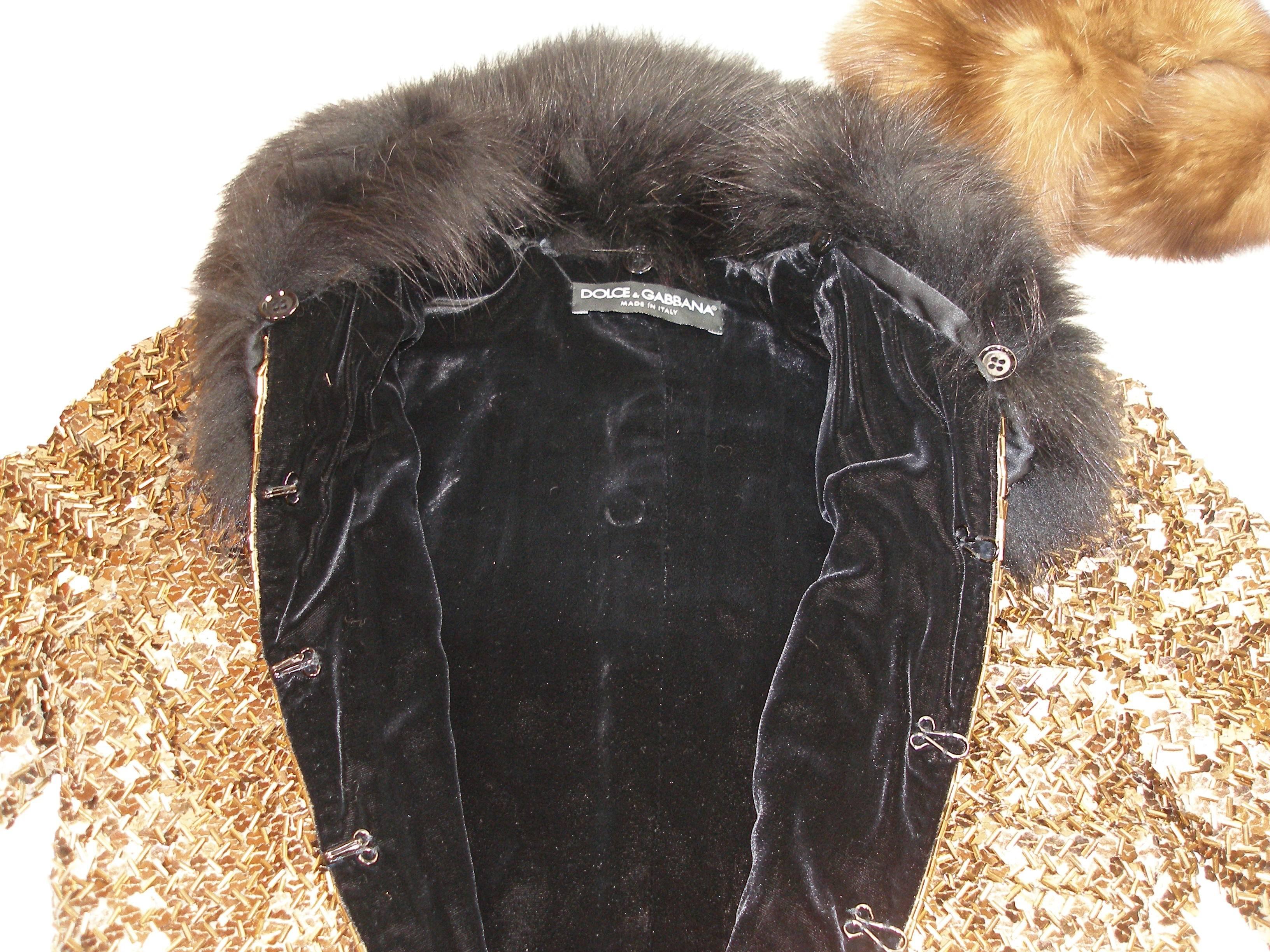 Limited Edition Spécial Piéce Fur and Sequined Dolce & Gabbana Coat Size 38 IT  For Sale 1