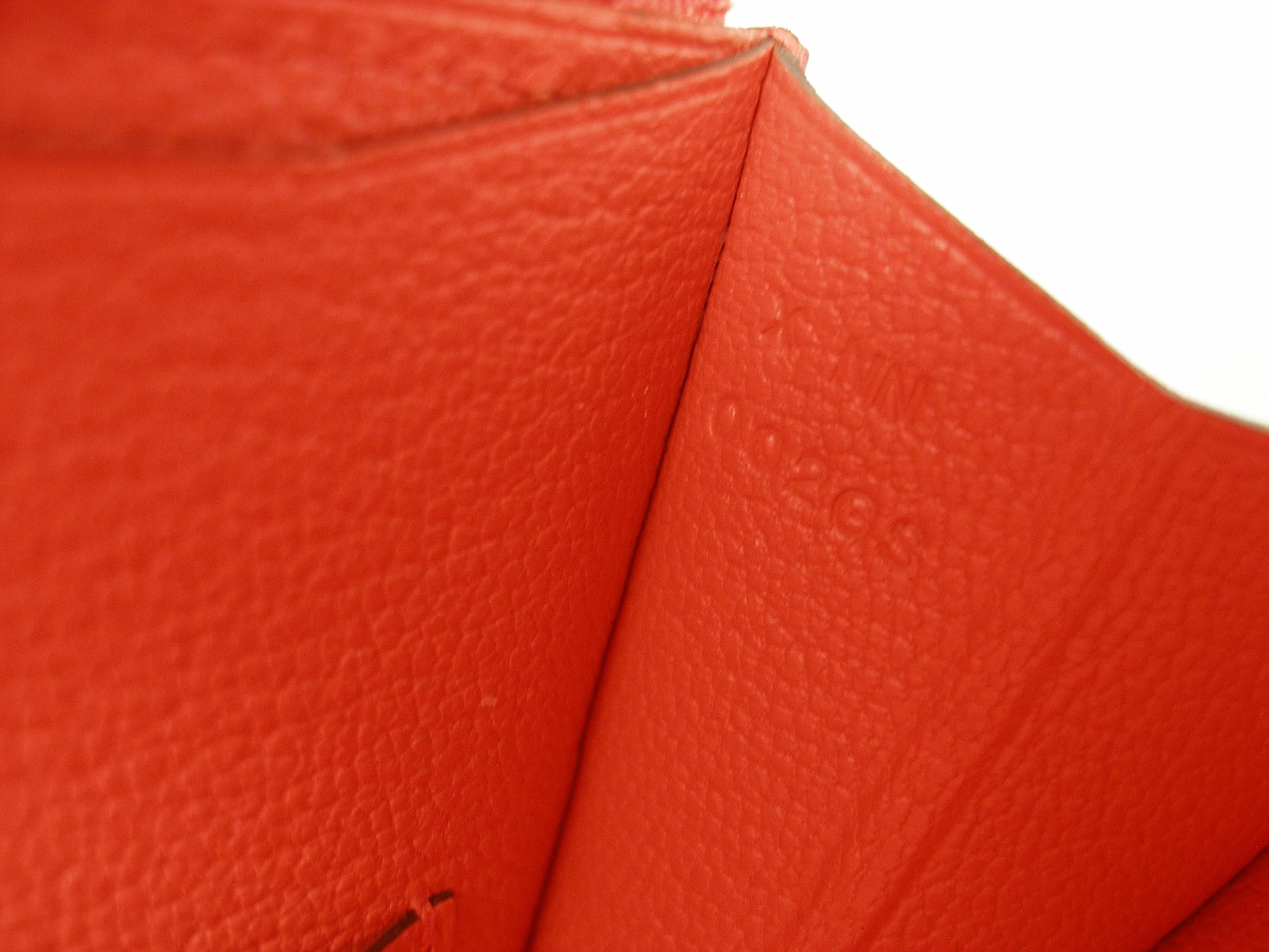 Red Hermès Remix Voyage Wallet perforé Calf leather Orange Poppy / Brand New 