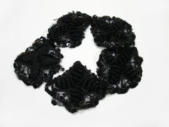 XXth Century Vintage Black Flowers Tulle Pearls Sequins / Good Condition