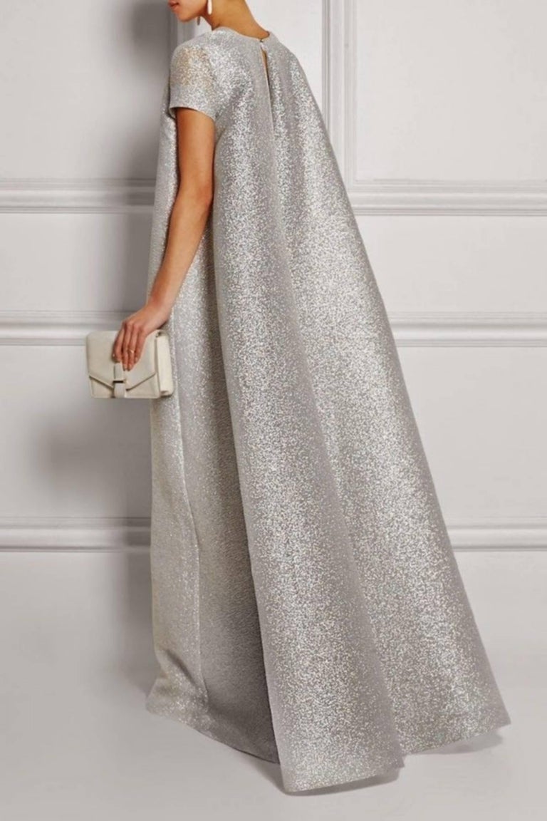 emilia wickstead silver dress Malinda Dress In Silver Lurex Tweed