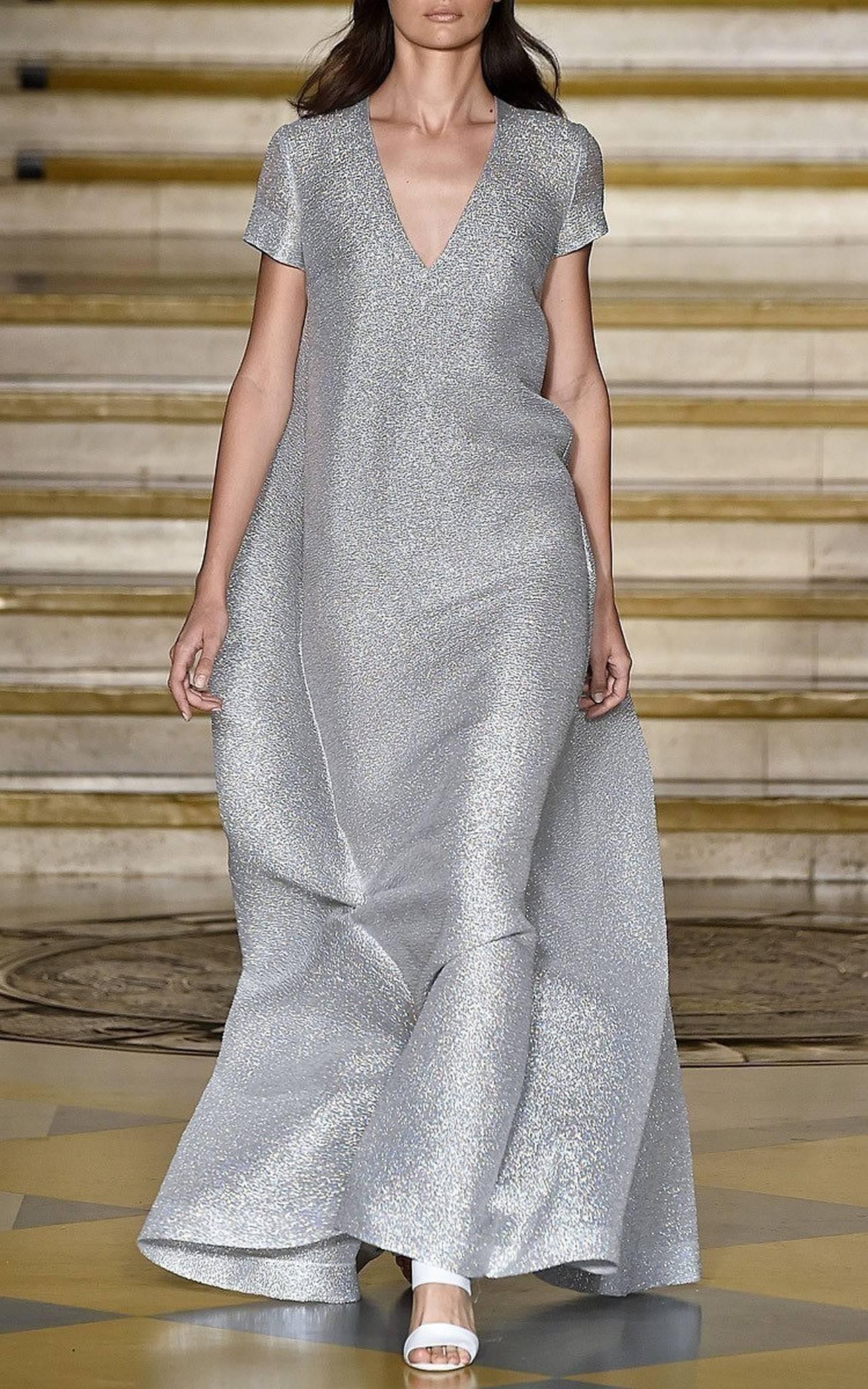 Stunning Silver Long Dress Emilia Wickstead Haute Couture 8 Size US / Like New In New Condition In VERGT, FR