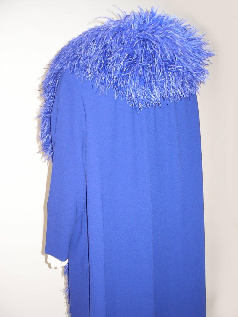 Circa 1950 Vintage Dress Coat Set Silk and Ostrich Feathers Balmain