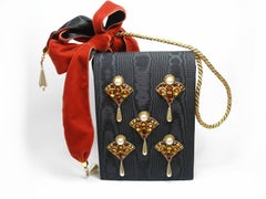 Pearl and Velvet Embellished Vintage Evening Bag