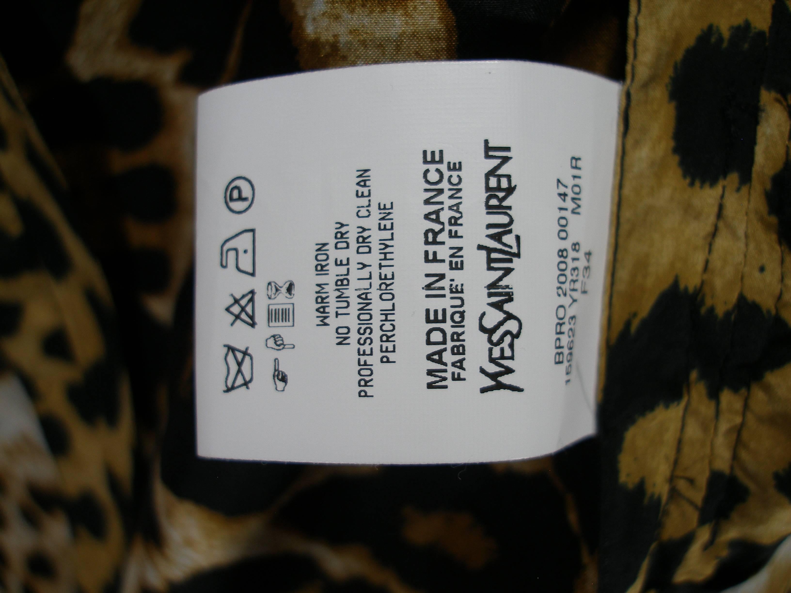 Tom Ford for Yves Saint Laurent Rare Leopard Printed Trench Coat 34 FR 4 US 2