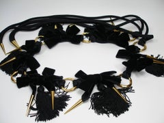 1980'S Vintage Yves Saint Laurent Black Velvet and Passementerie Belt