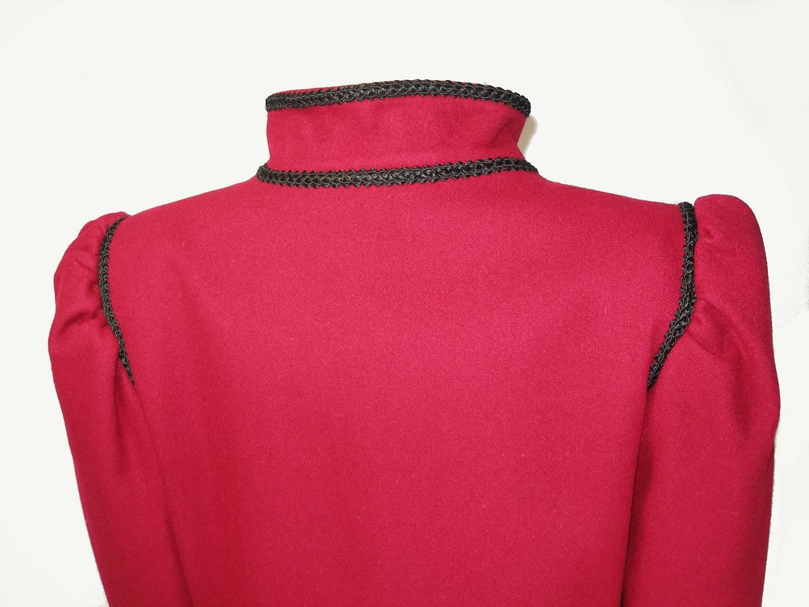 Women's Circa 80's Yves Saint Laurent Russian Collection Wool Red Jacket Size FR40 US10