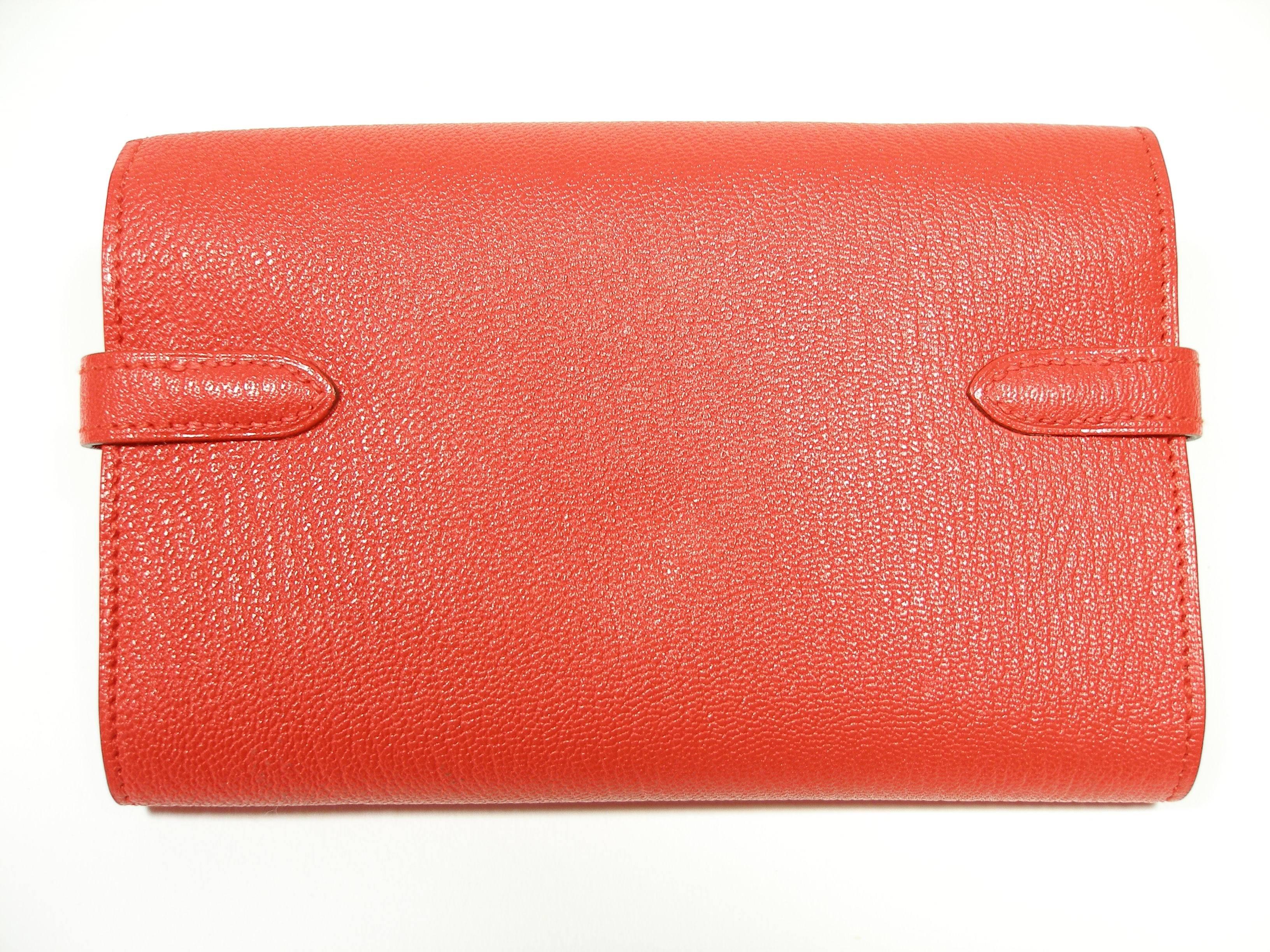 Hermès Kelly Compact Wallet Chevre Mysore Leather Rouge Tomate  / BN 3