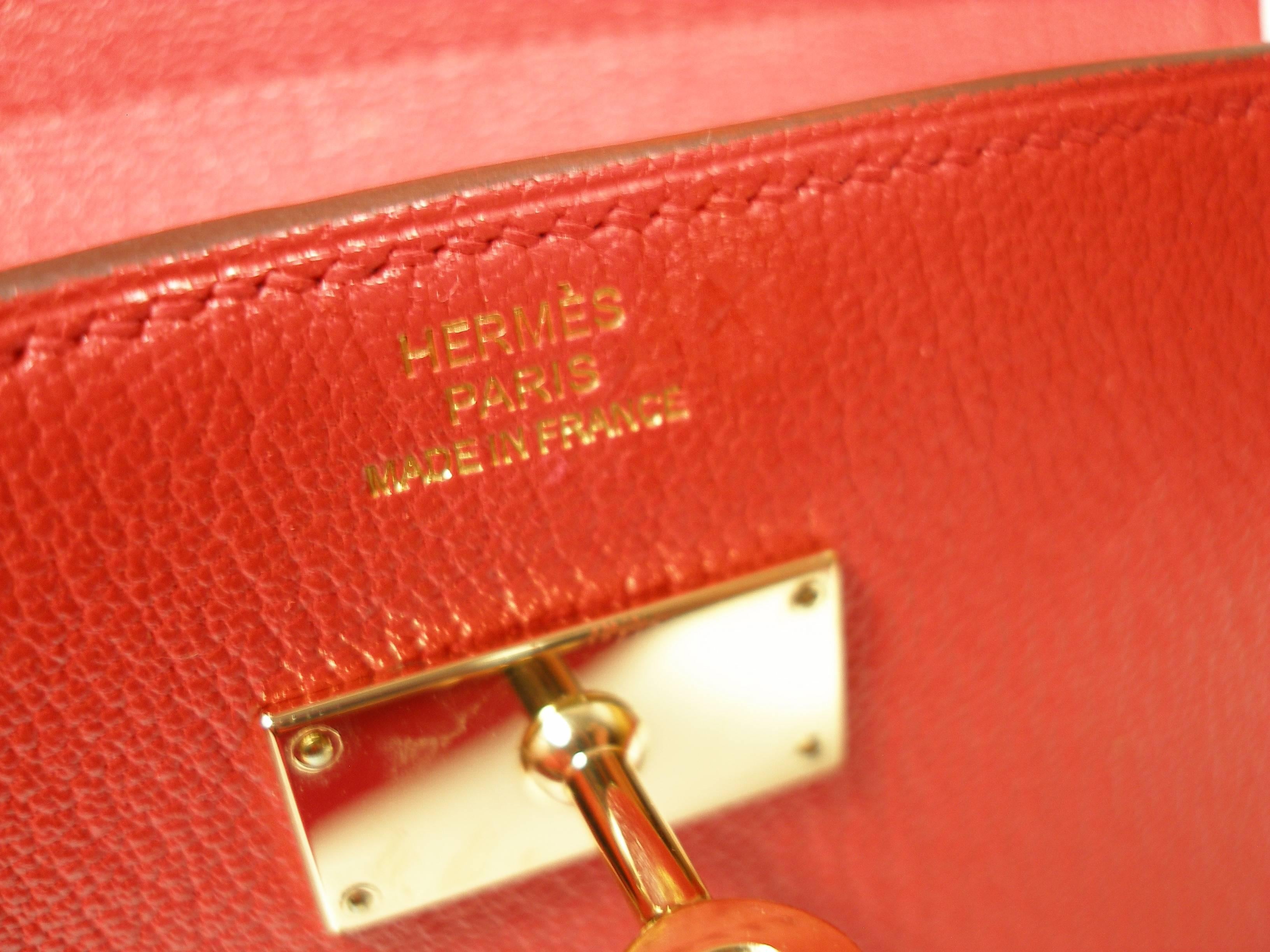 Hermès Kelly Compact Wallet Chevre Mysore Leather Rouge Tomate  / BN 5