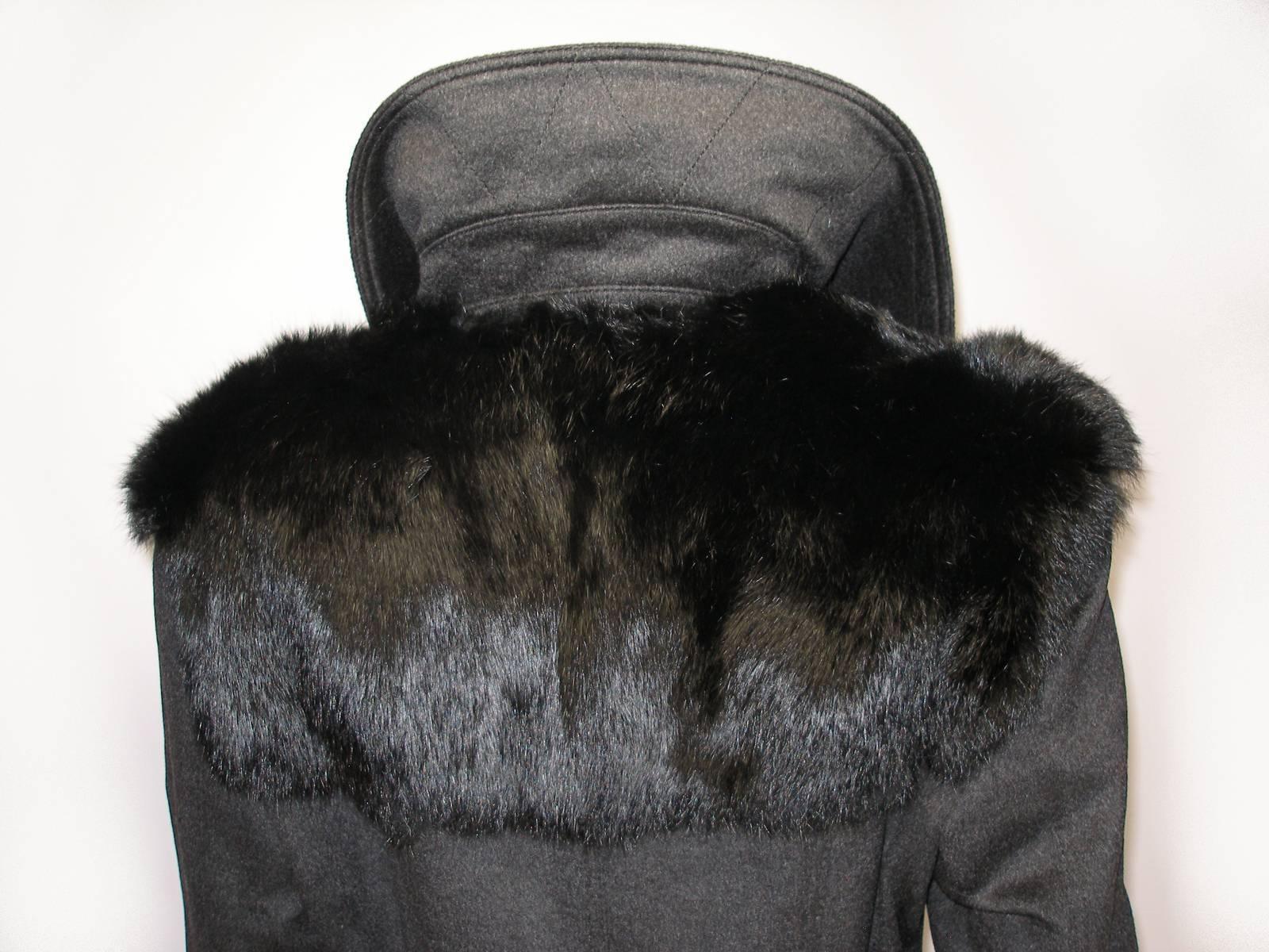 Fantastic Burberry Prorsum Sold Out RTP $8600 Fur Trimmed Coat Size FR44 / 14US  For Sale 3