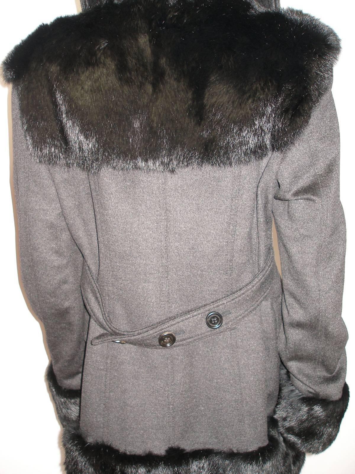 Women's Fantastic Burberry Prorsum Sold Out RTP $8600 Fur Trimmed Coat Size FR44 / 14US  For Sale