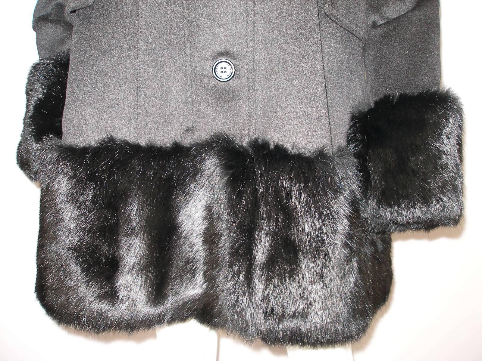 Fantastic Burberry Prorsum Sold Out RTP $8600 Fur Trimmed Coat Size FR44 / 14US  For Sale 2