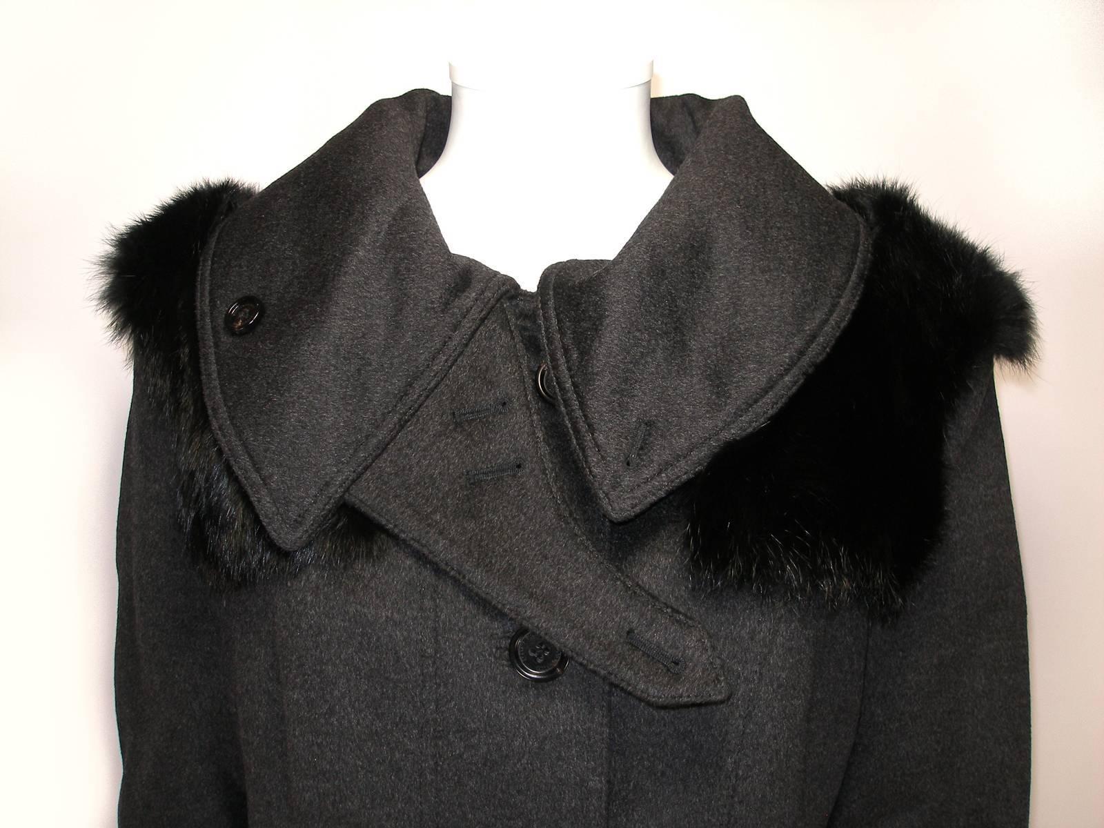 Fantastic Burberry Prorsum Sold Out RTP $8600 Fur Trimmed Coat Size FR44 / 14US  For Sale 1