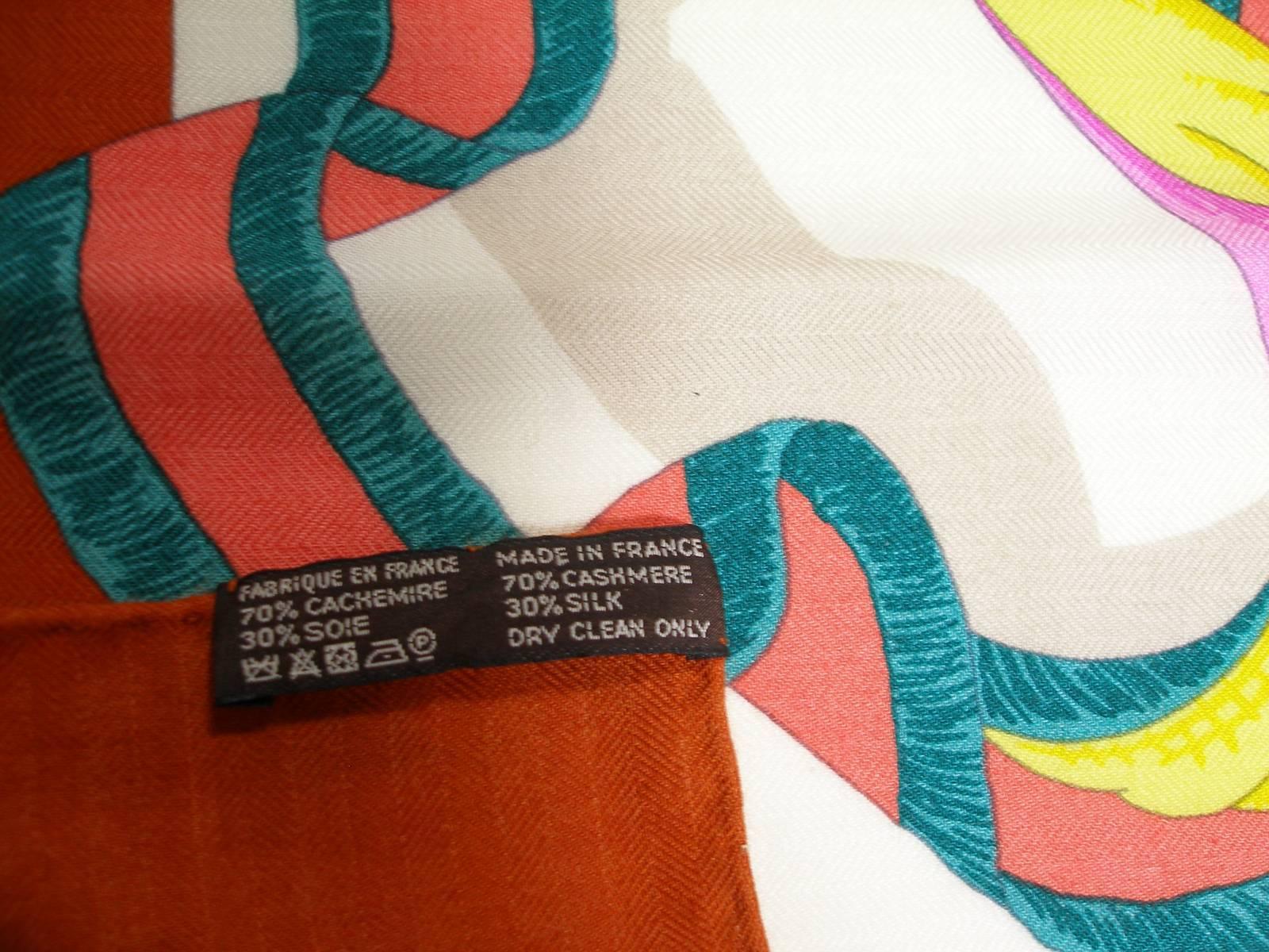 Hermès 140cm or 55 Inch GM Shawl Mors à la Connectable Cashmere Brand New 2