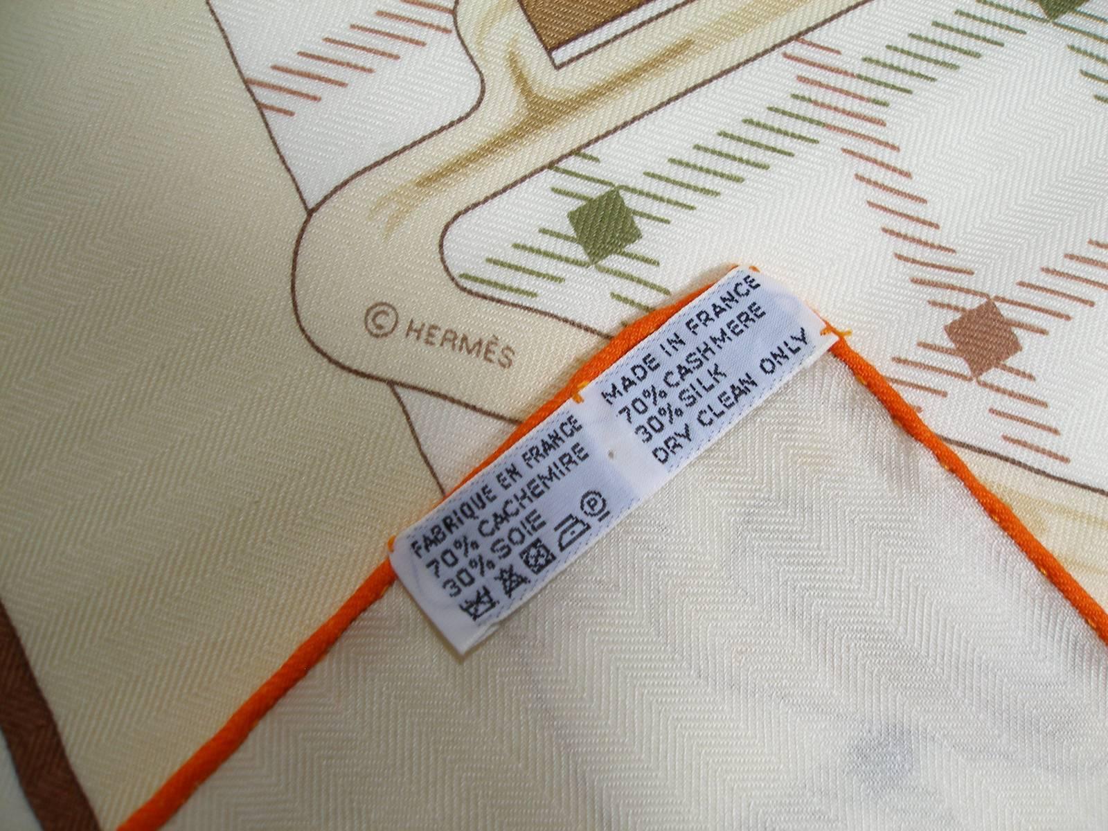 Hermès 140cm or 55 Inch GM Shawl Tatersale By Henri d'Origny Cashmere Brand New For Sale 1