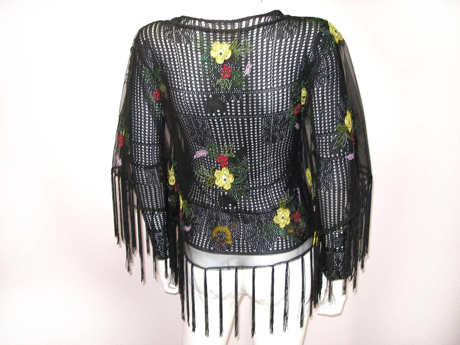 Vintage Christian Dior by John Galliano Set Cardigan and Poncho Embroidered XS For Sale 1