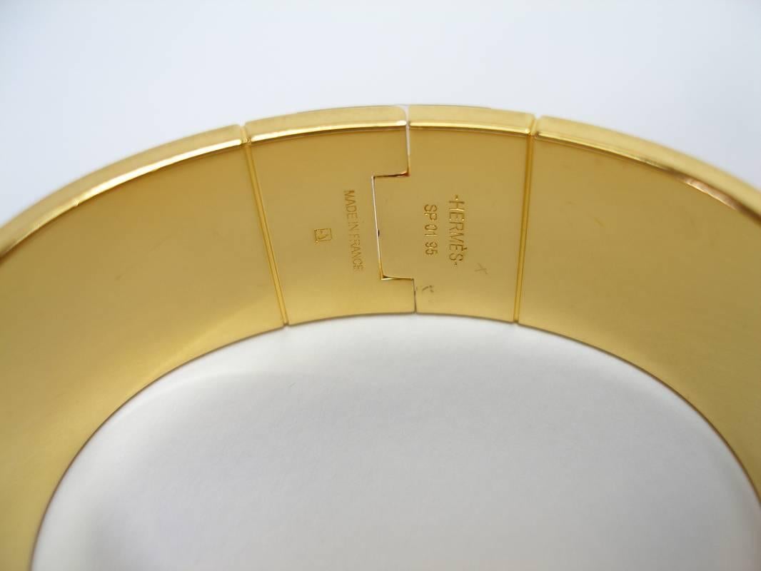 Hermès Bracelet Charniére Bolduc Au Carré Rose Gold Plated Hardware  5