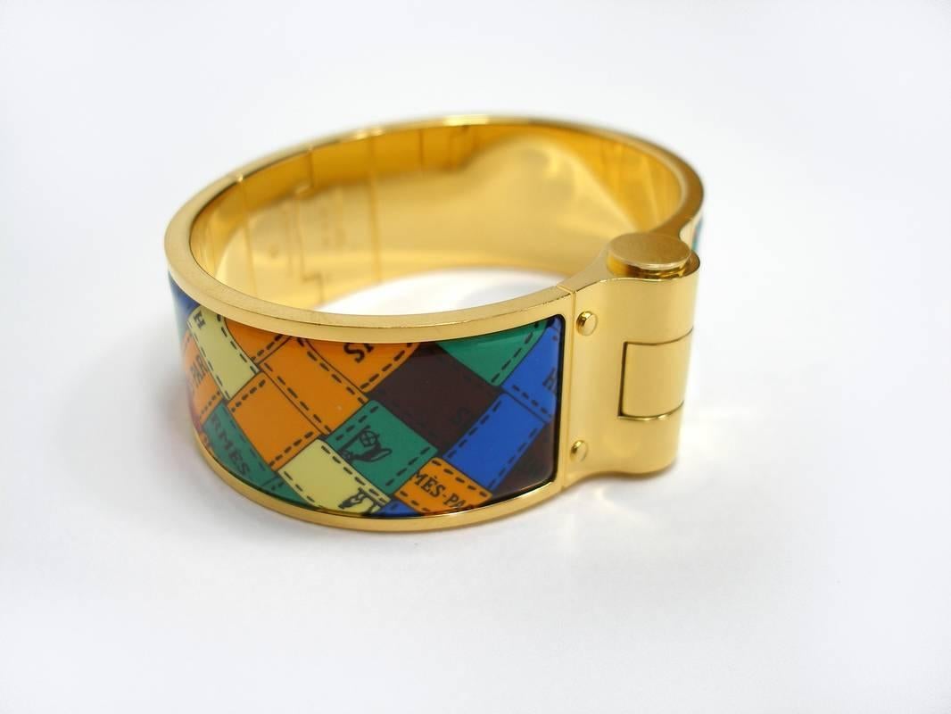 Hermès Bracelet Charniére Bolduc Au Carré Rose Gold Plated Hardware In Good Condition In VERGT, FR
