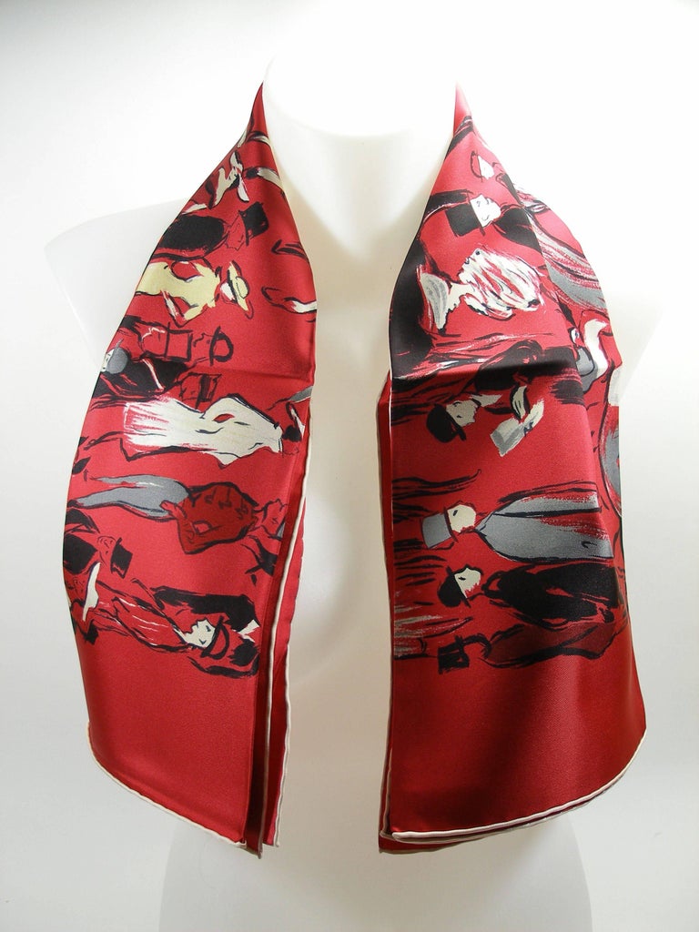 Hermès Made in France Paddock Red Scarf silk 90 cm Edition 2015 / Brand New  at 1stDibs | red scarves france, red scarf france, french red scarf